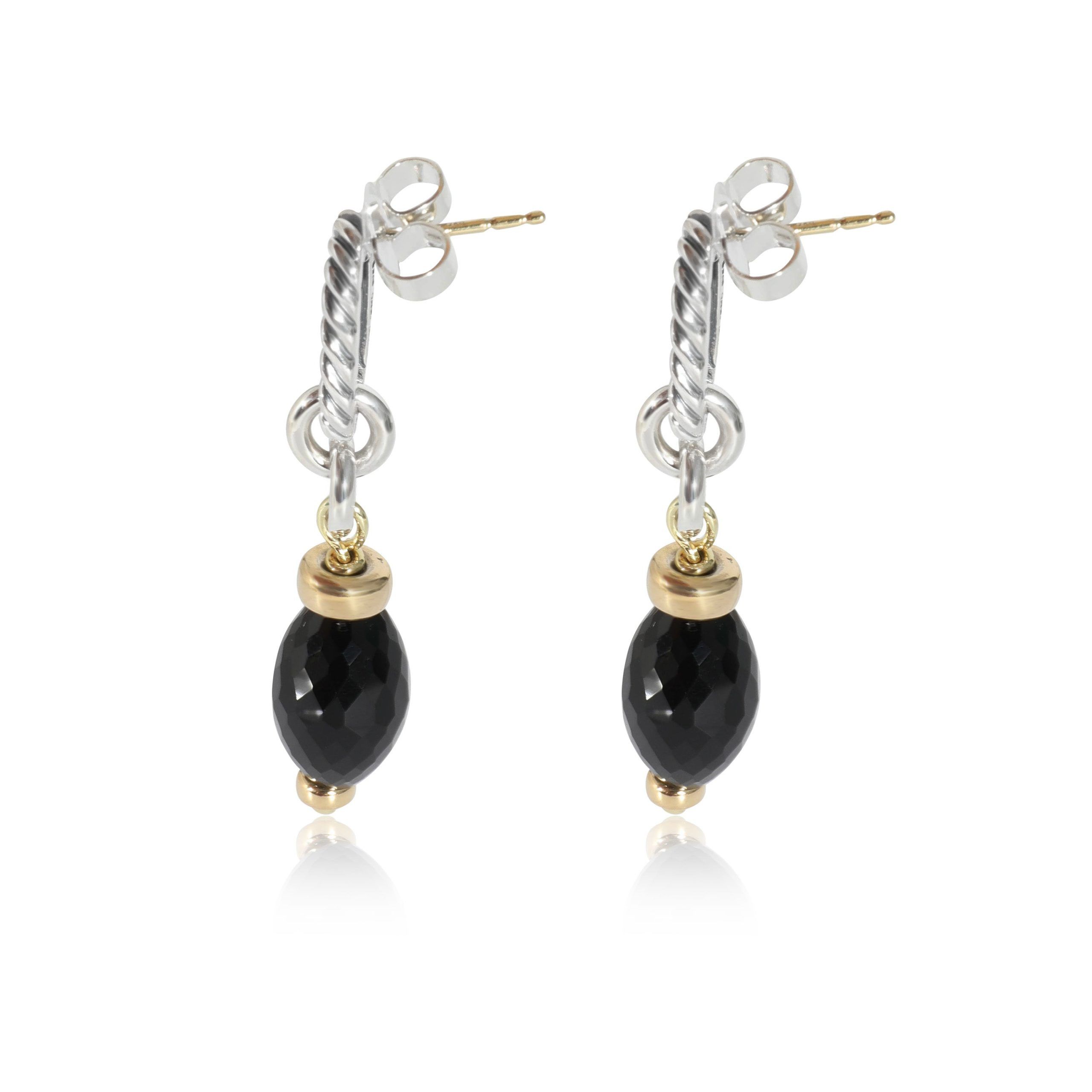 David Yurman David Yurman Figaro Cable Onyx Earrings in 14k Yellow Gold/Sterling Silver Size ONE SIZE - 2 Thumbnail