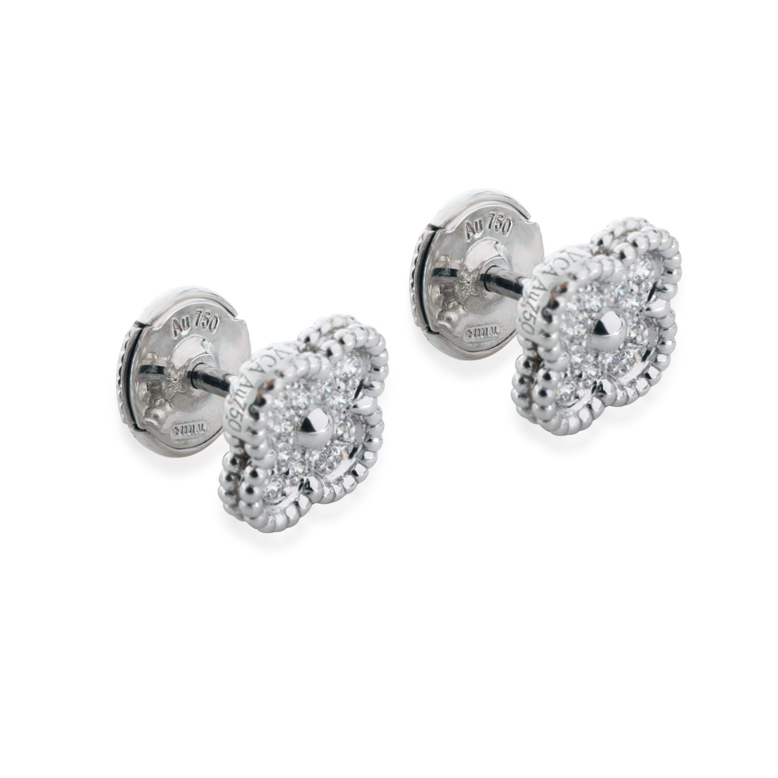 Van Cleef & Arpels Van Cleef & Arpels Sweet Alhambra Diamond Earrings in 18k White Gold 0.16 CTW Size ONE SIZE - 2 Thumbnail