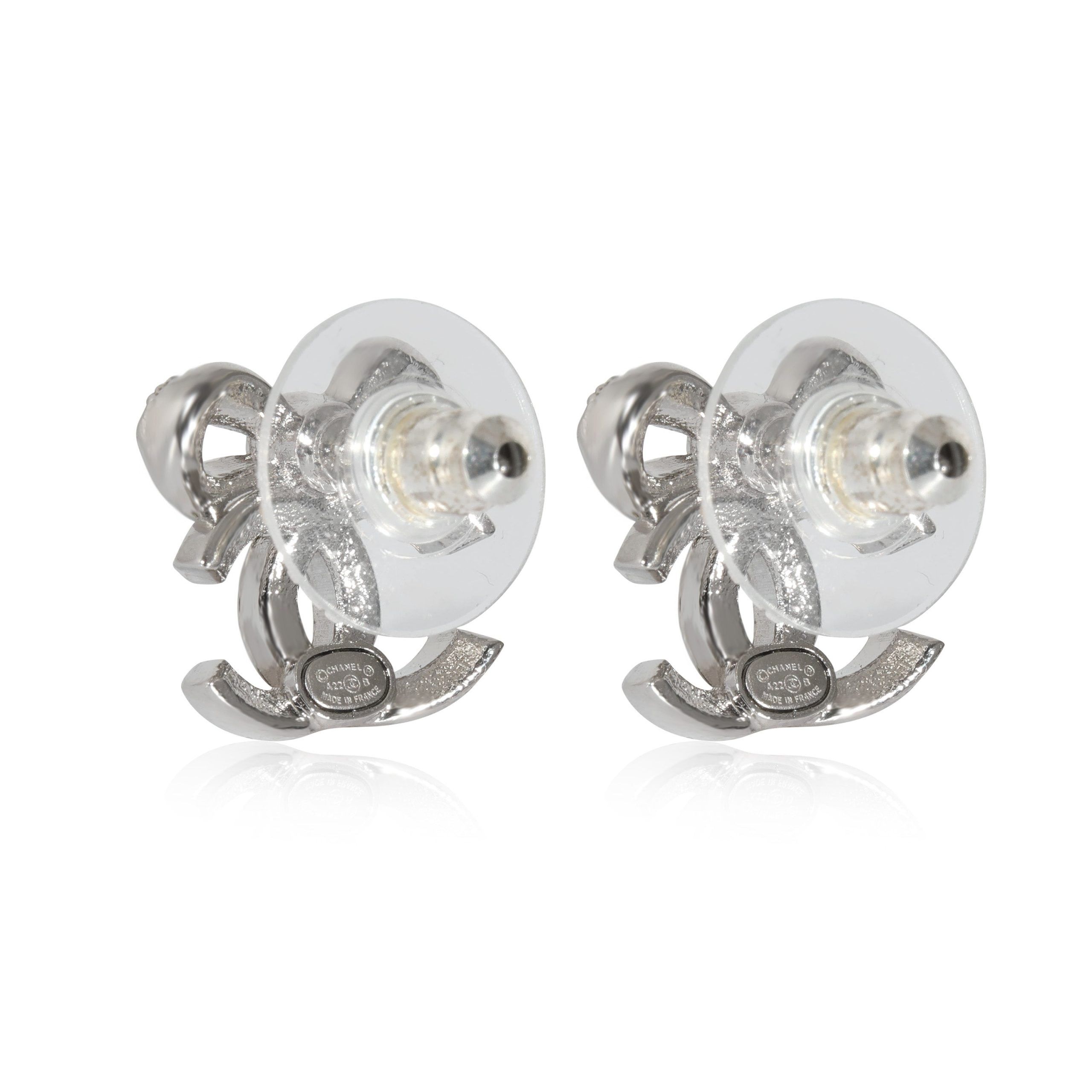 Chanel Chanel Silver Toned 2022 CC Bow Strass Earrings Size ONE SIZE - 3 Thumbnail