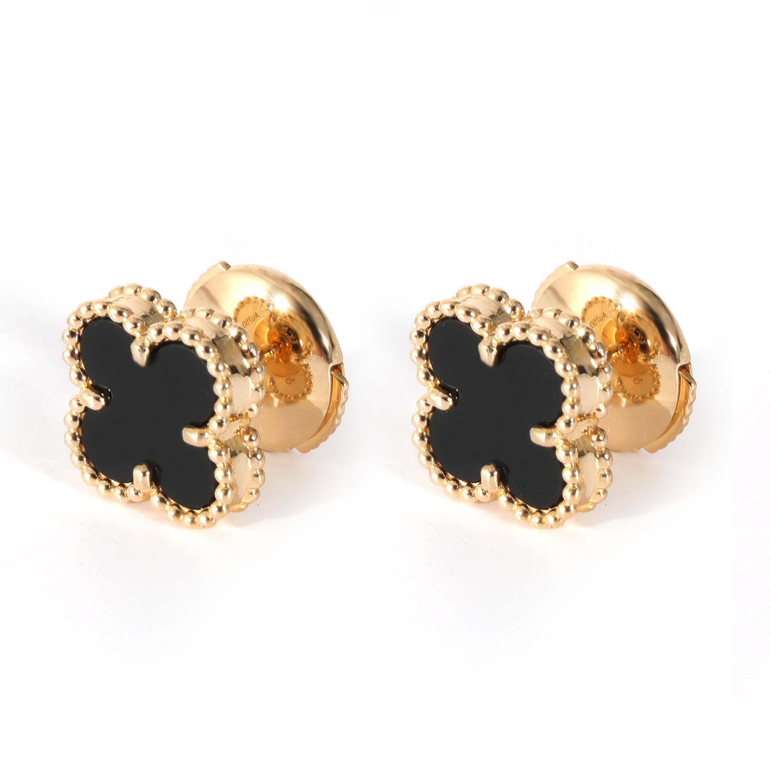 Van Cleef & Arpels Van Cleef & Arpels Sweet Alhambra Onyx Earrings in 18k Yellow Gold Size ONE SIZE - 2 Thumbnail