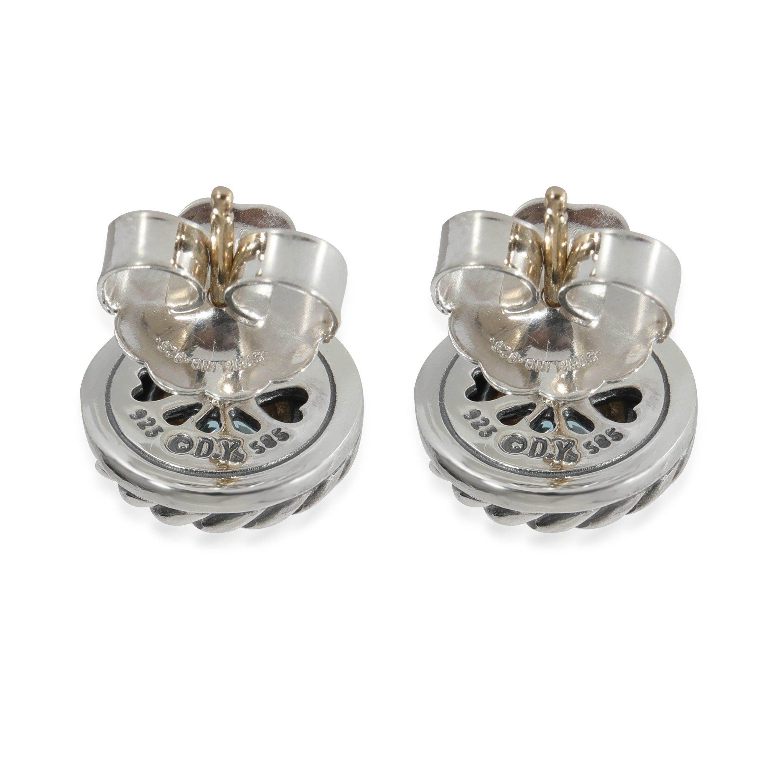David Yurman David Yurman Cable Cookie Earring With Blue Topaz in 14KT Gold/Sterling Silver Size ONE SIZE - 3 Thumbnail