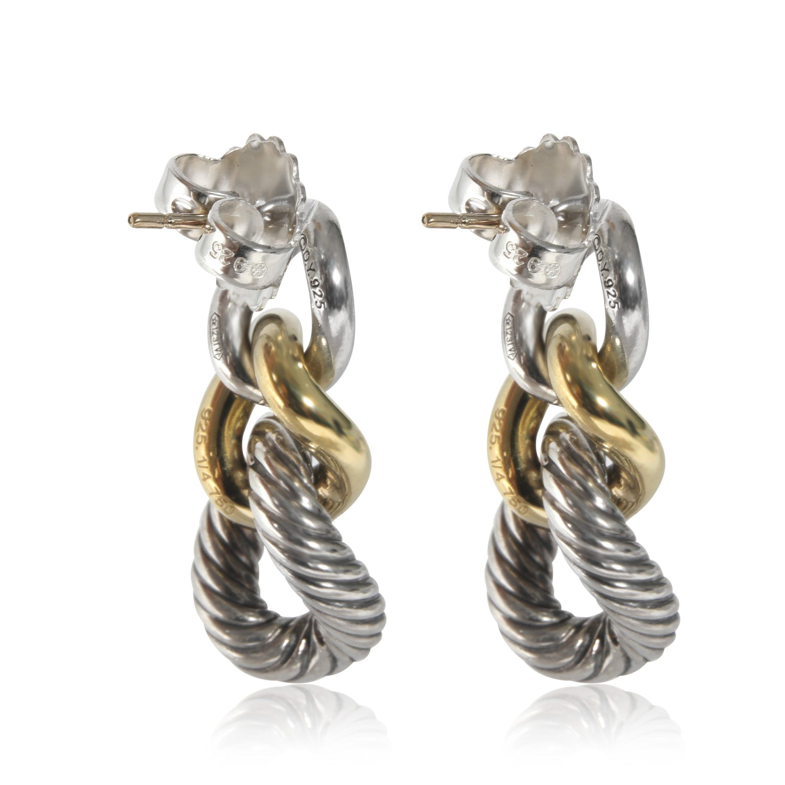 David Yurman David Yurman Belmont Curb Link Drop Earrings in SS/ 18K Gold Size ONE SIZE - 2 Thumbnail
