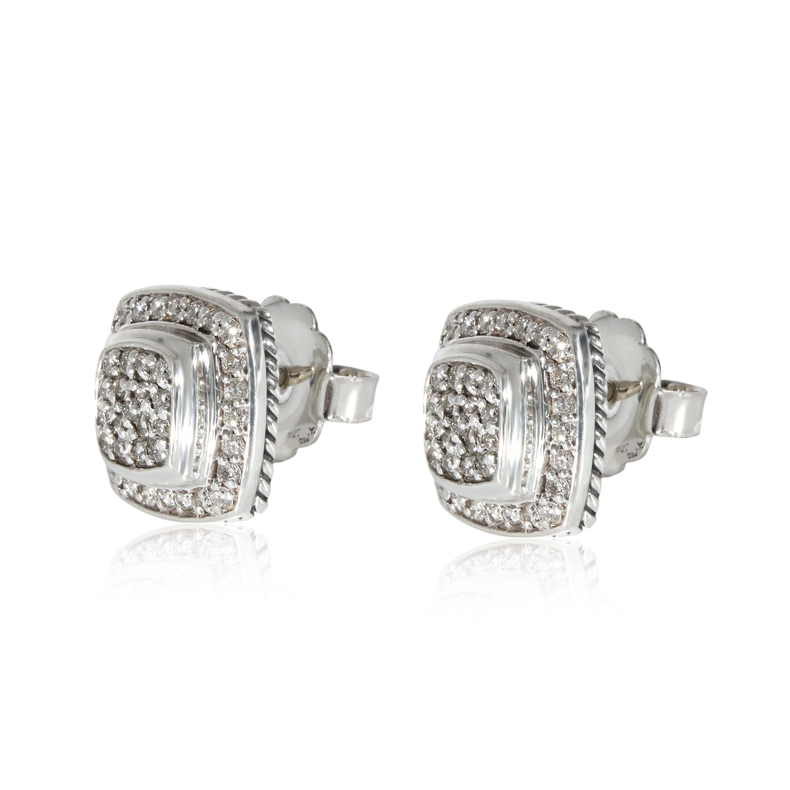David Yurman David Yurman Albion Pave Diamond Earrings in Sterling Silver 0.50 CTW Size ONE SIZE - 2 Thumbnail