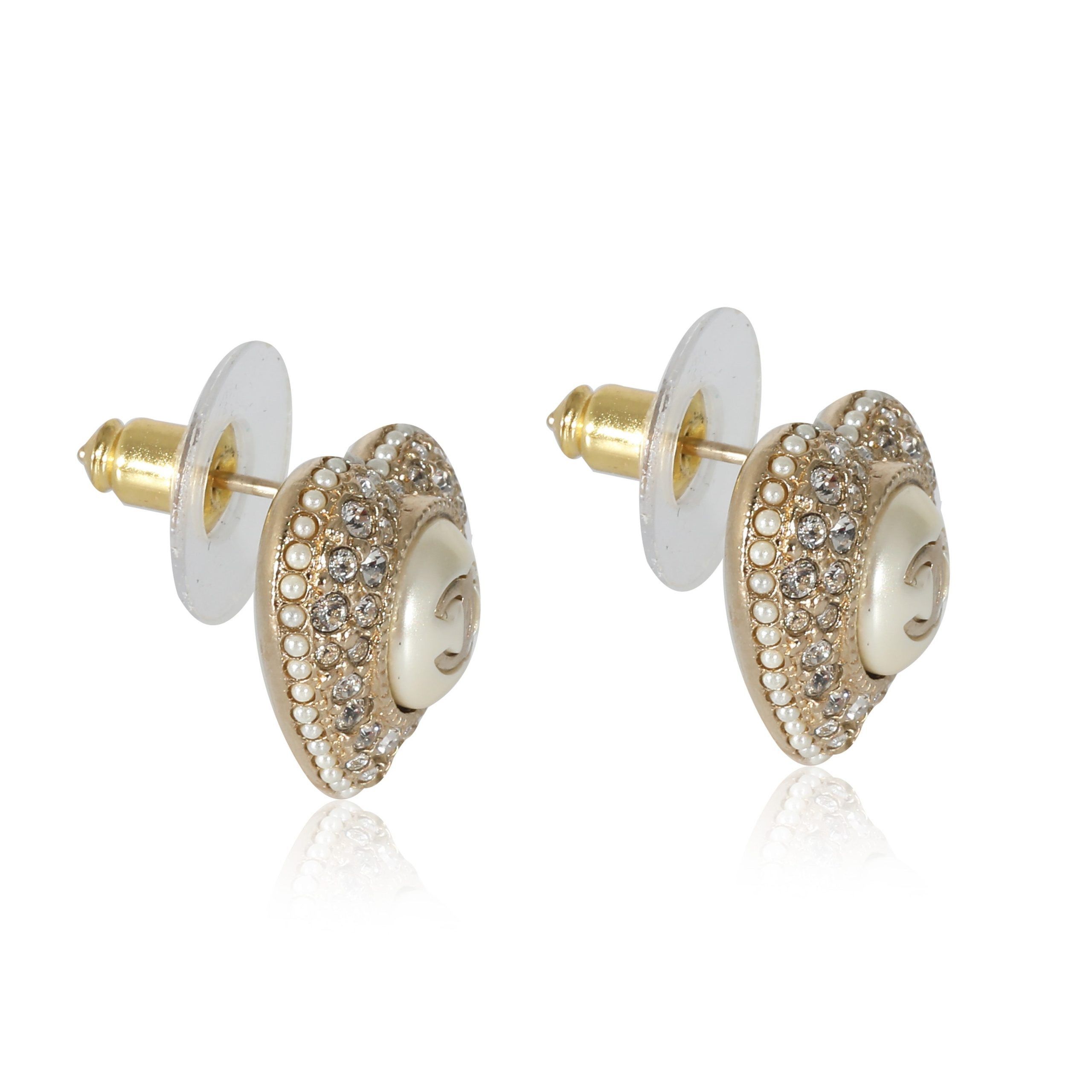 Chanel Chanel Gold Plated Heart Stud CC Earrings Size ONE SIZE - 2 Thumbnail