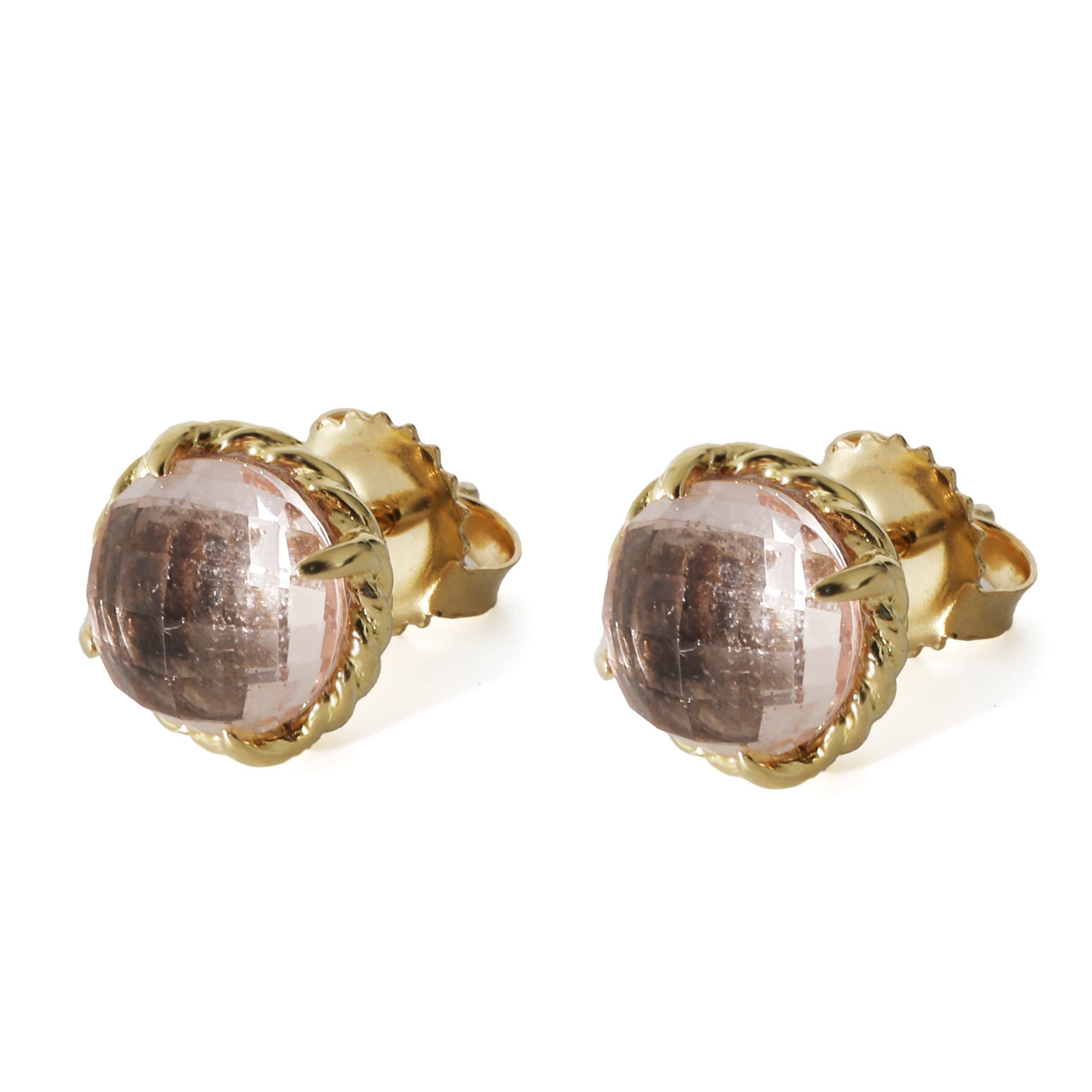 David Yurman David Yurman Chatelaine Morganite Stud Earrings in 18K Yellow Gold Size ONE SIZE - 2 Thumbnail