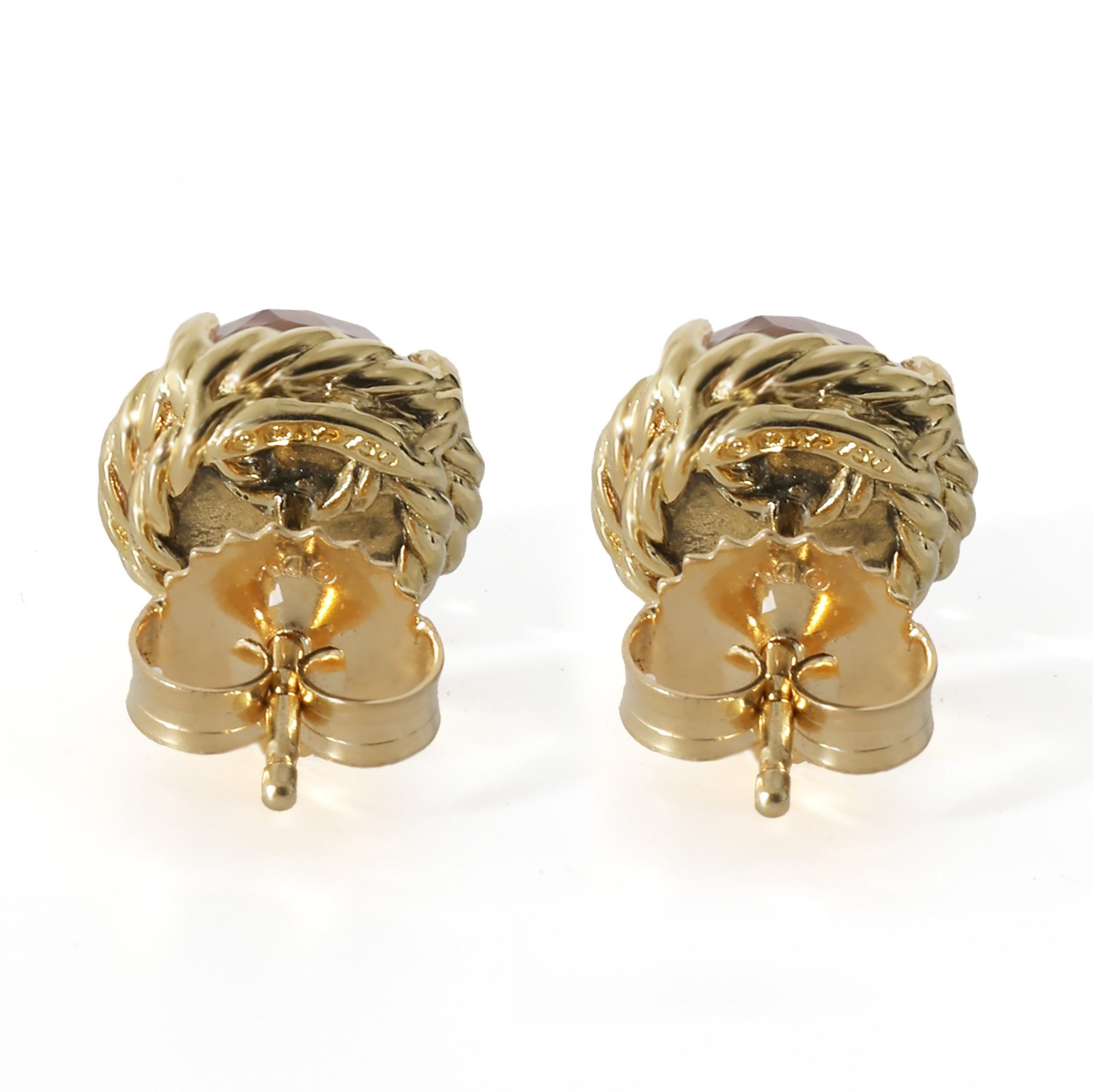 David Yurman David Yurman Chatelaine Morganite Stud Earrings in 18K Yellow Gold Size ONE SIZE - 3 Thumbnail