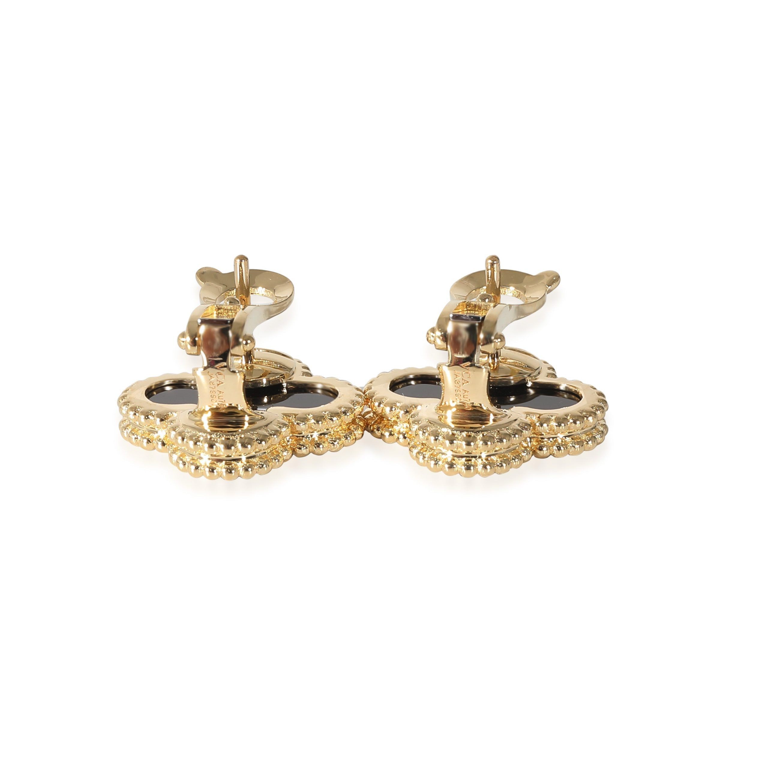Van Cleef & Arpels Van Cleef & Arpels Vintage Alhambra Onyx Earrings in 18k Yellow Gold Size ONE SIZE - 3 Thumbnail