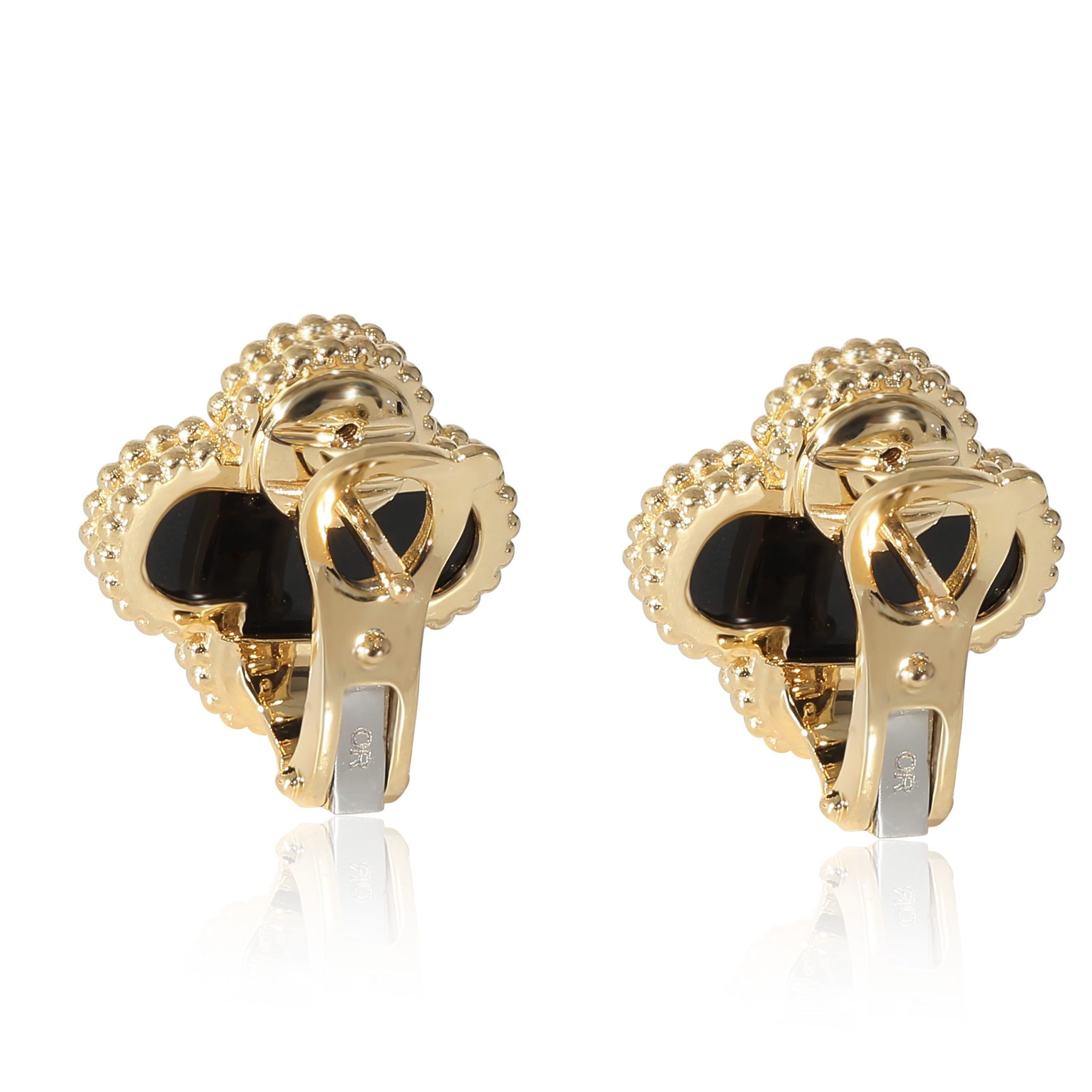 Van Cleef & Arpels Van Cleef & Arpels Vintage Alhambra Onyx Earrings in 18k Yellow Gold Size ONE SIZE - 5 Thumbnail
