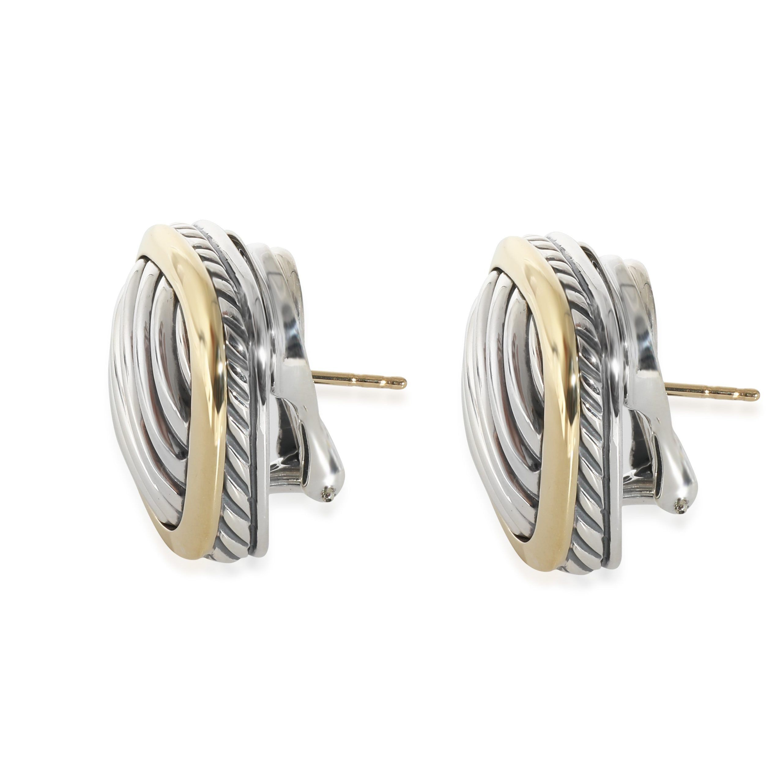 David Yurman David Yurman Albion Sculpted Cable Earrings in 18k Yellow Gold/Sterling Silver Size ONE SIZE - 2 Thumbnail