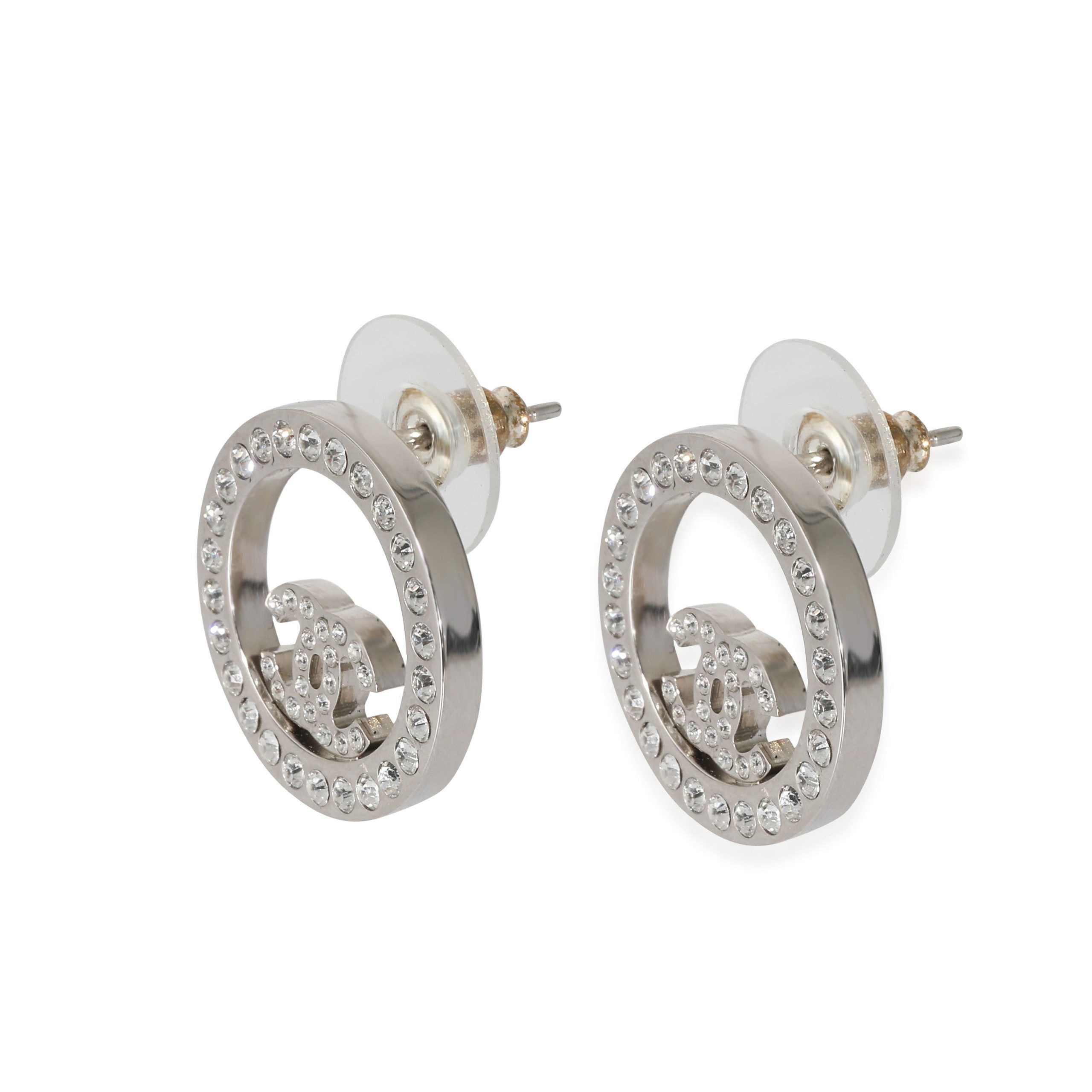 Chanel Silver Tone Chanel 2021 CC Strass Earrings Size ONE SIZE - 2 Thumbnail