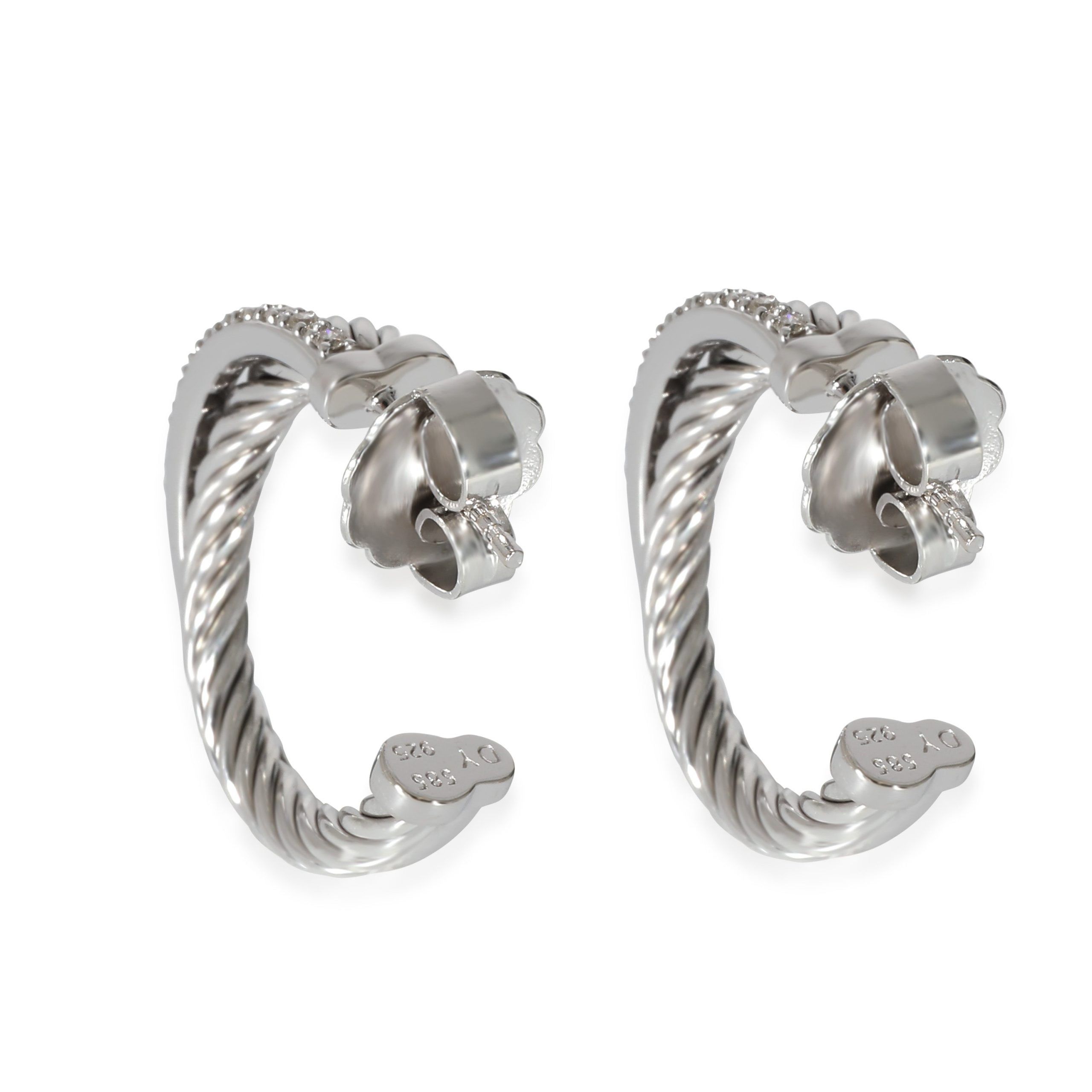 David Yurman David Yurman Crossover Hoop Earrings in 18k White Gold/Sterling Silver 0.3 CTW Size ONE SIZE - 3 Thumbnail