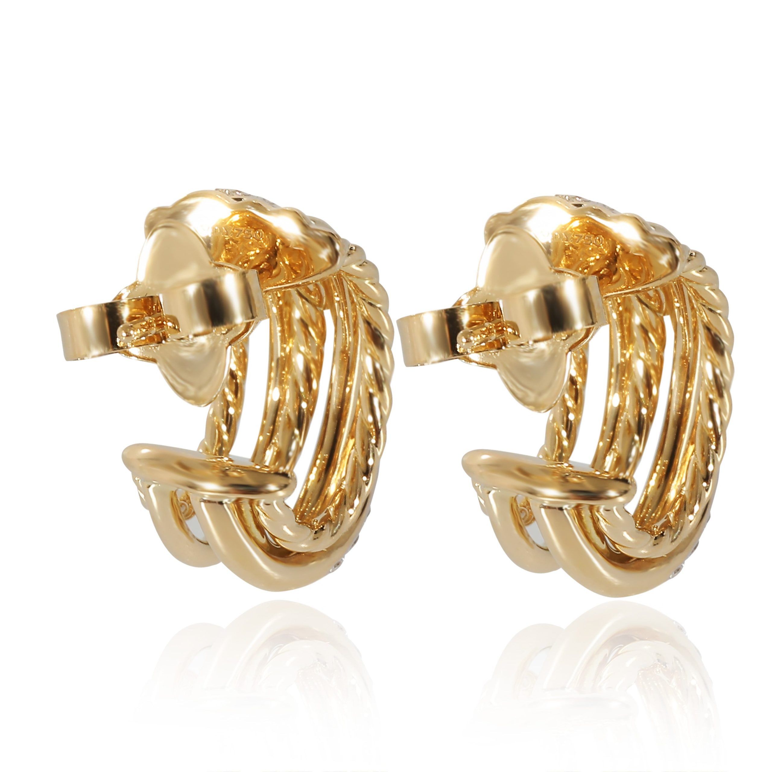 David Yurman David Yurman Crossover Diamond Earrings in 18K Yellow Gold 0.34 CTW Size ONE SIZE - 3 Thumbnail