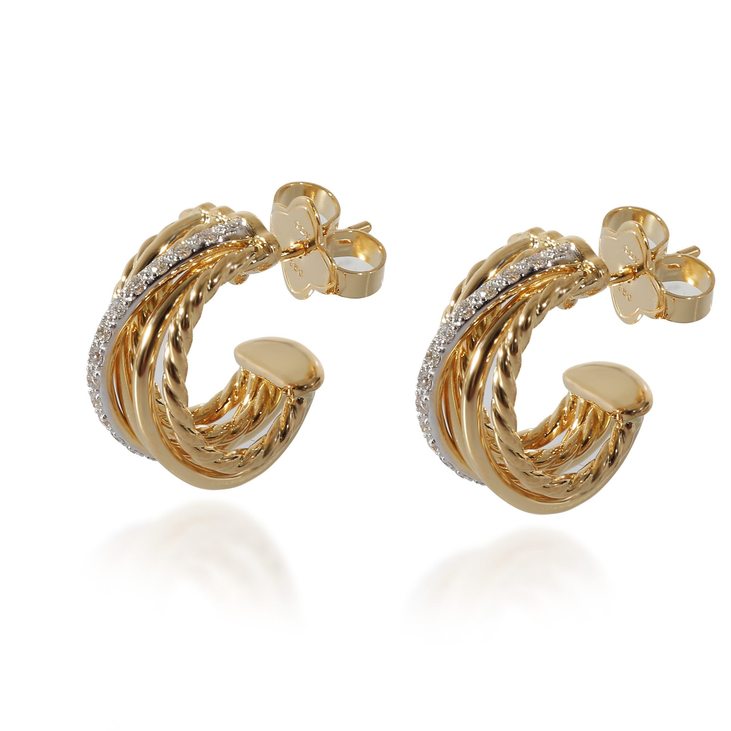 David Yurman David Yurman Crossover Diamond Earrings in 18K Yellow Gold 0.34 CTW Size ONE SIZE - 2 Thumbnail
