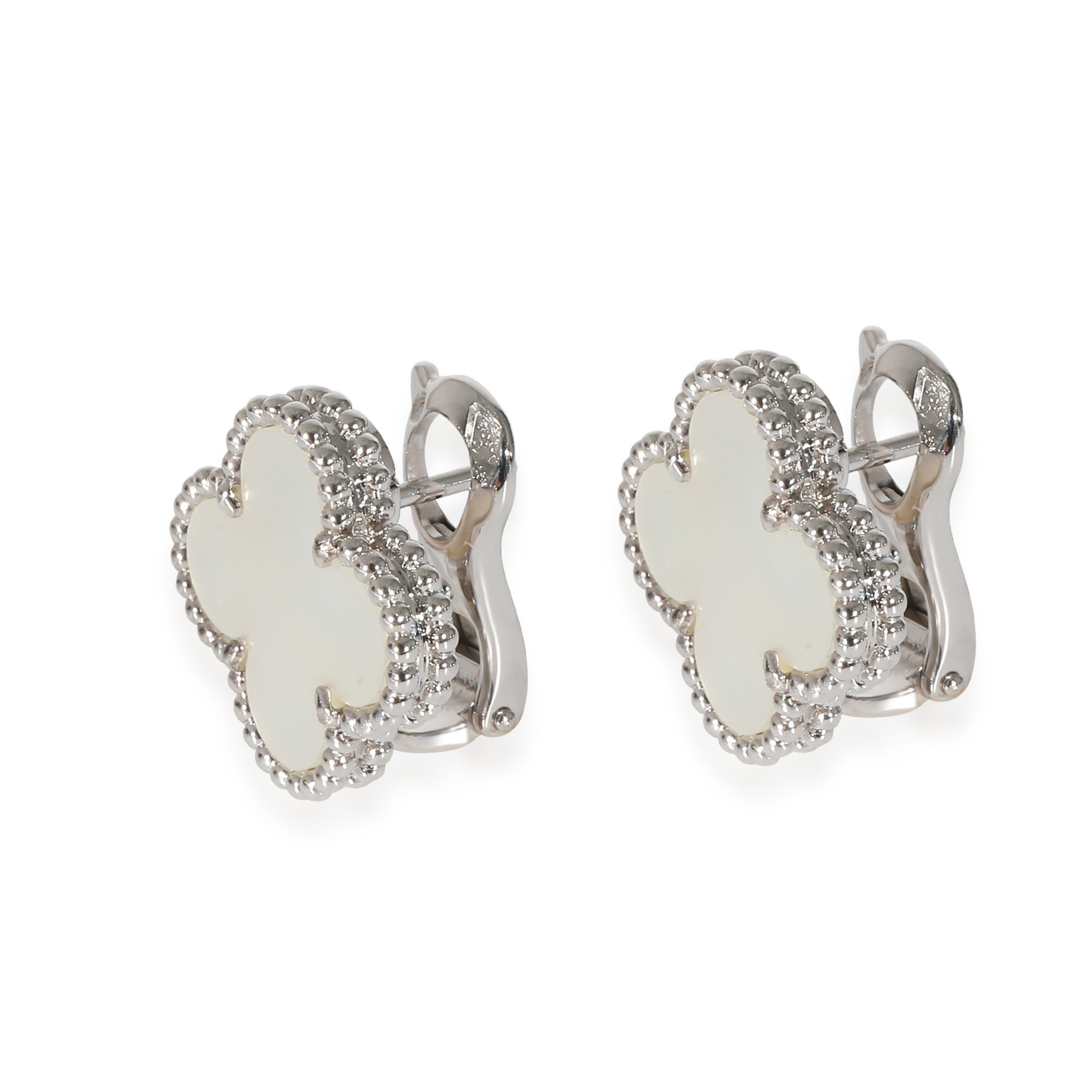 Van Cleef & Arpels Van Cleef & Arpels Alhambra Mother Of Pearl Earrings in 18k White Gold Size ONE SIZE - 2 Thumbnail