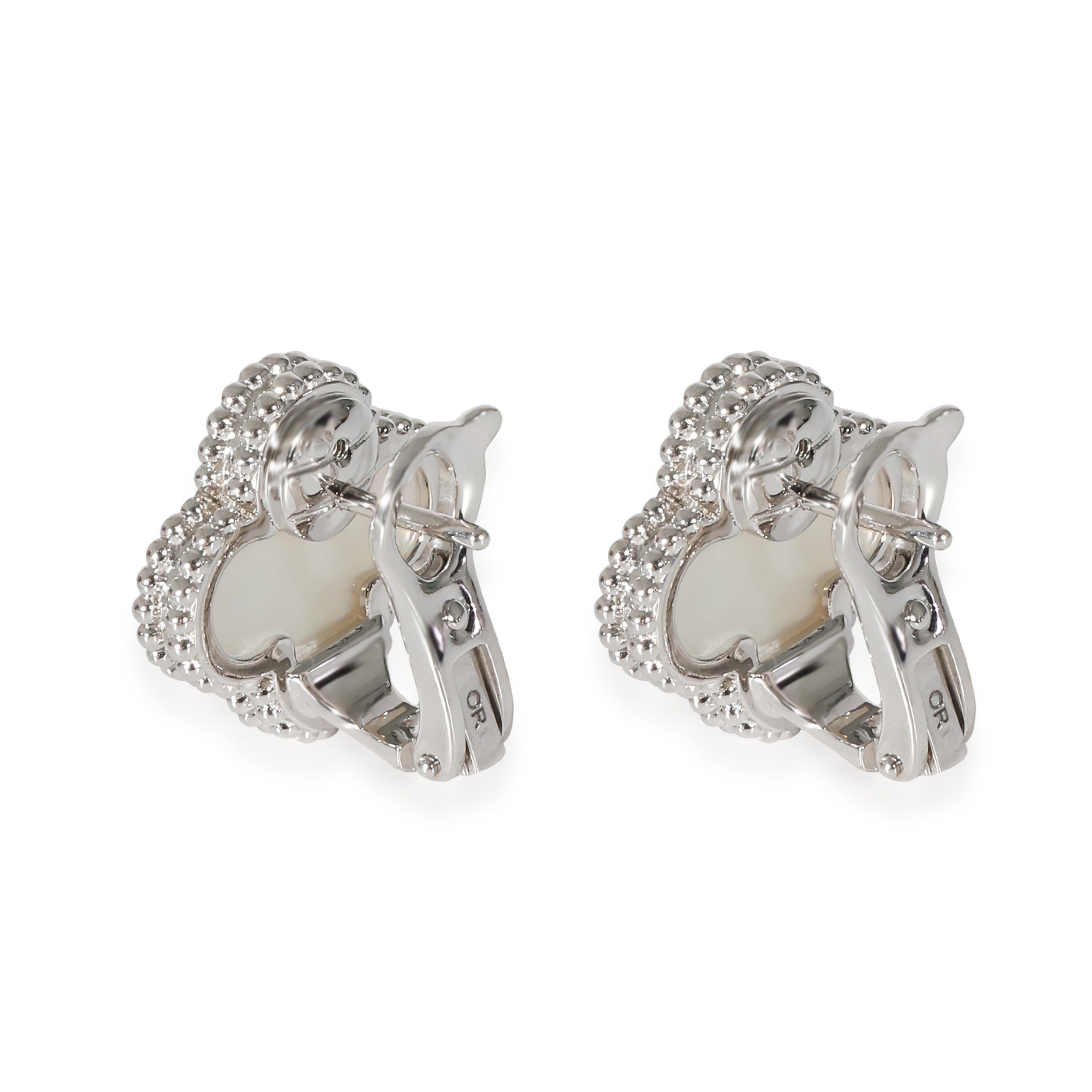 Van Cleef & Arpels Van Cleef & Arpels Alhambra Mother Of Pearl Earrings in 18k White Gold Size ONE SIZE - 3 Thumbnail