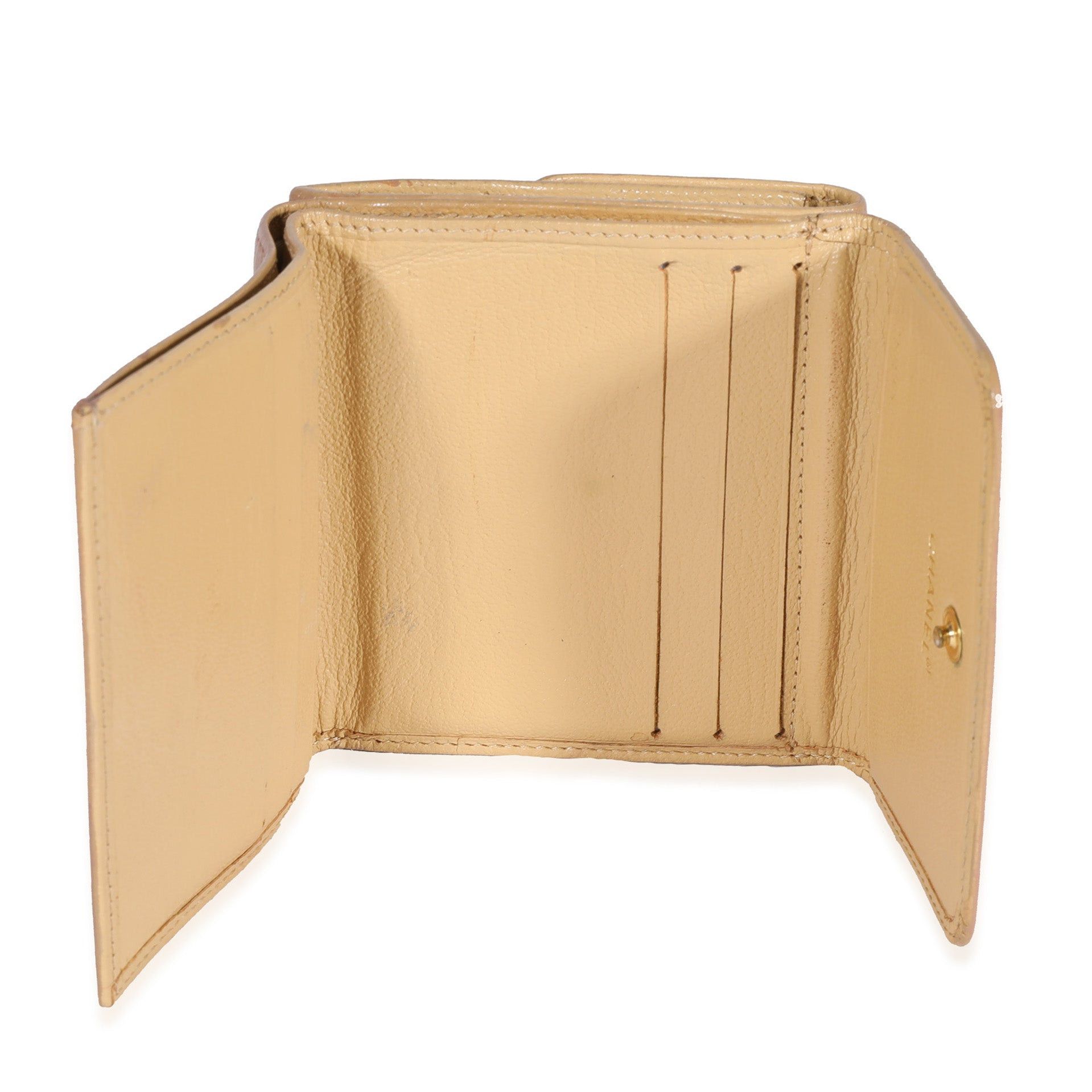 Chanel Chanel Beige Goatskin Double Flap Compact Wallet Size ONE SIZE - 4 Thumbnail