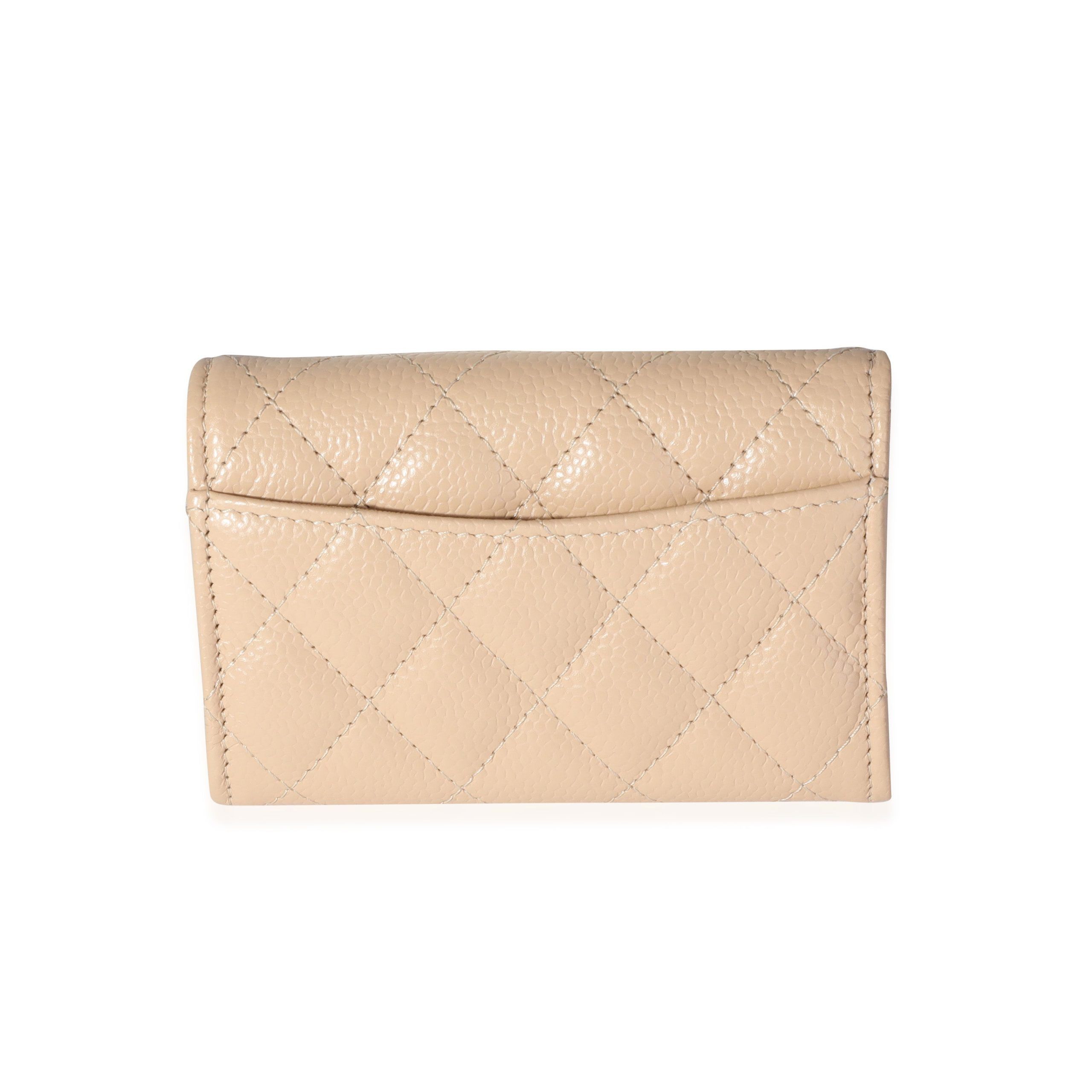 Chanel Chanel Beige Quilted Caviar Flap Card Holder Wallet Size ONE SIZE - 2 Thumbnail