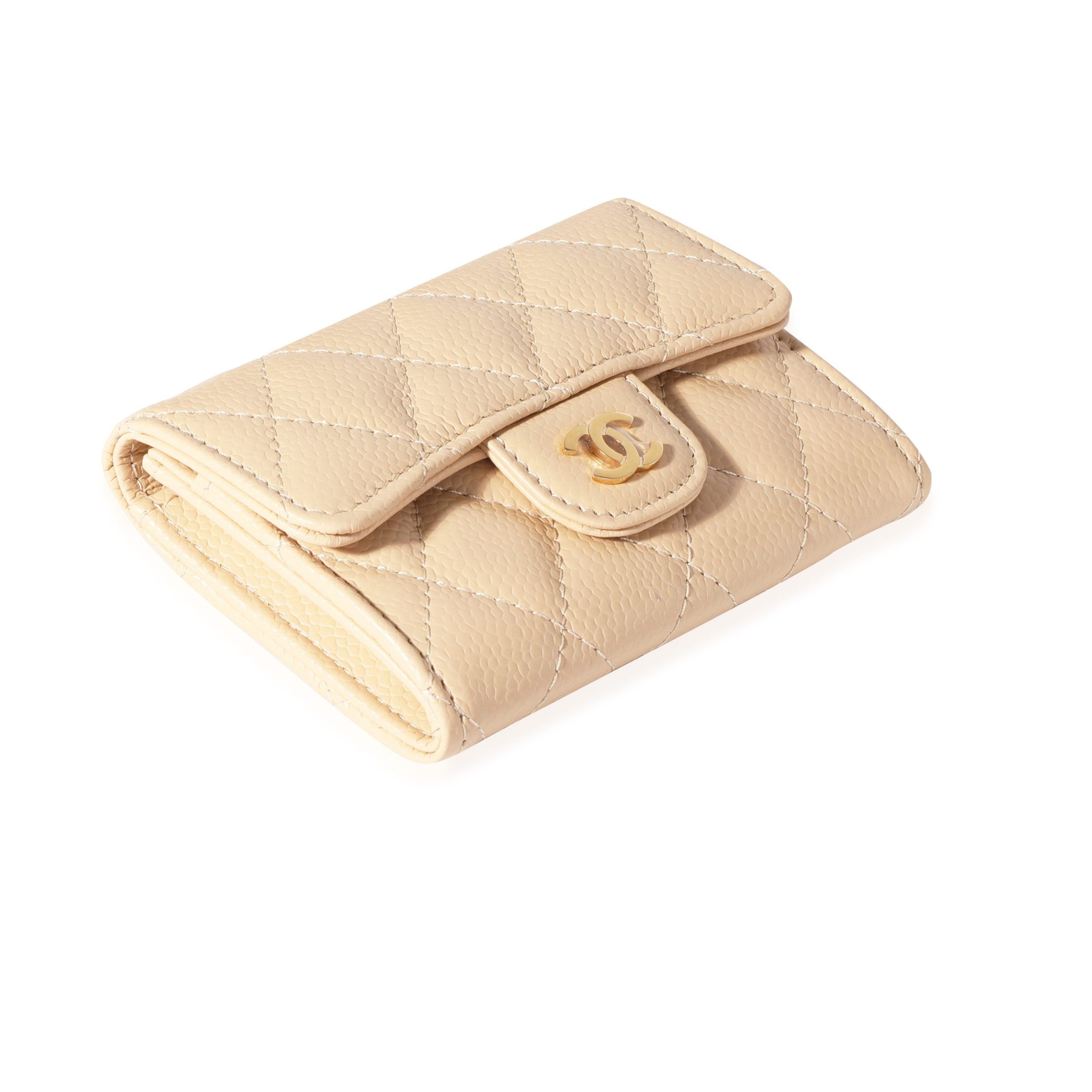 Chanel Chanel Beige Quilted Caviar Flap Card Holder Wallet Size ONE SIZE - 6 Thumbnail