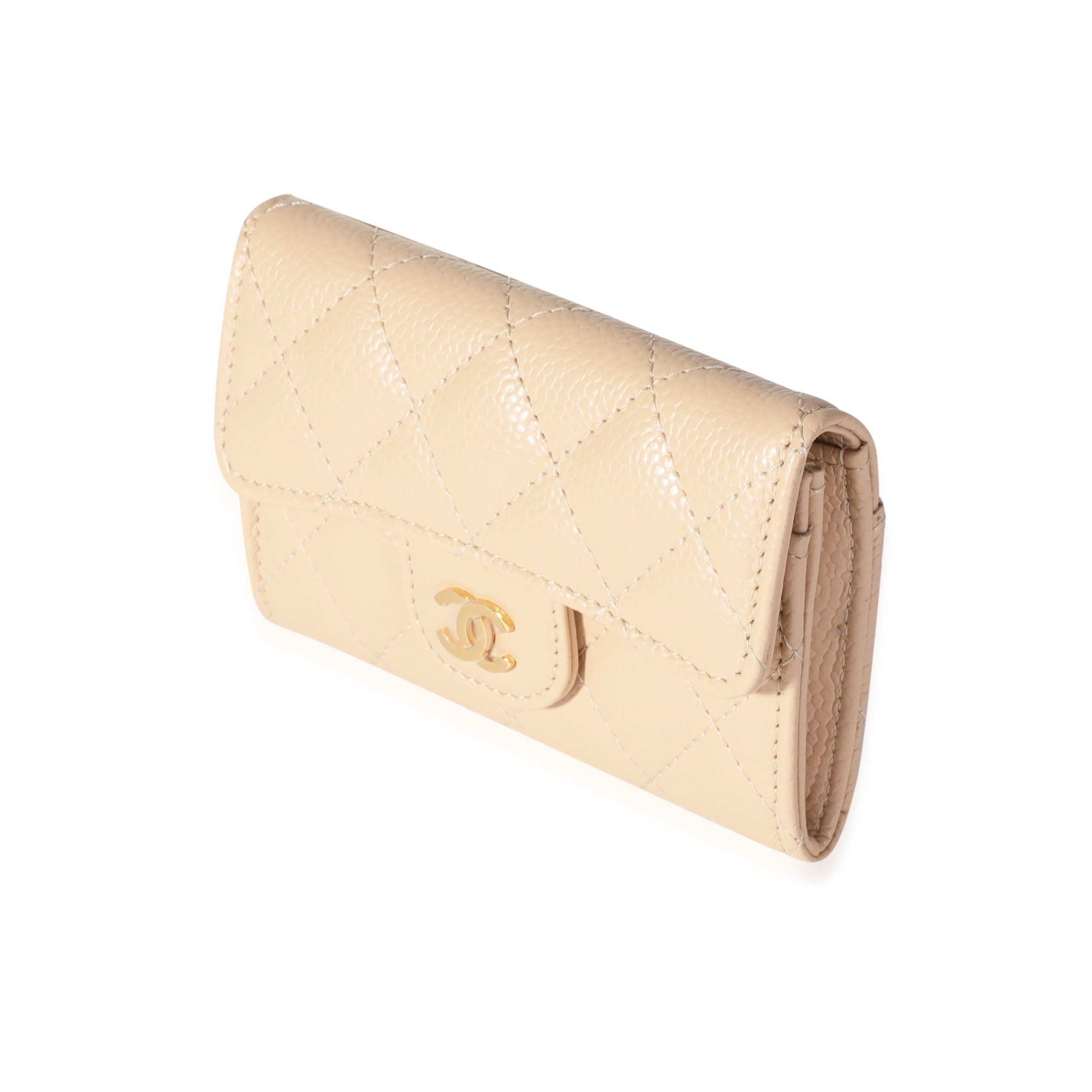 Chanel Chanel Beige Quilted Caviar Flap Card Holder Wallet Size ONE SIZE - 3 Thumbnail