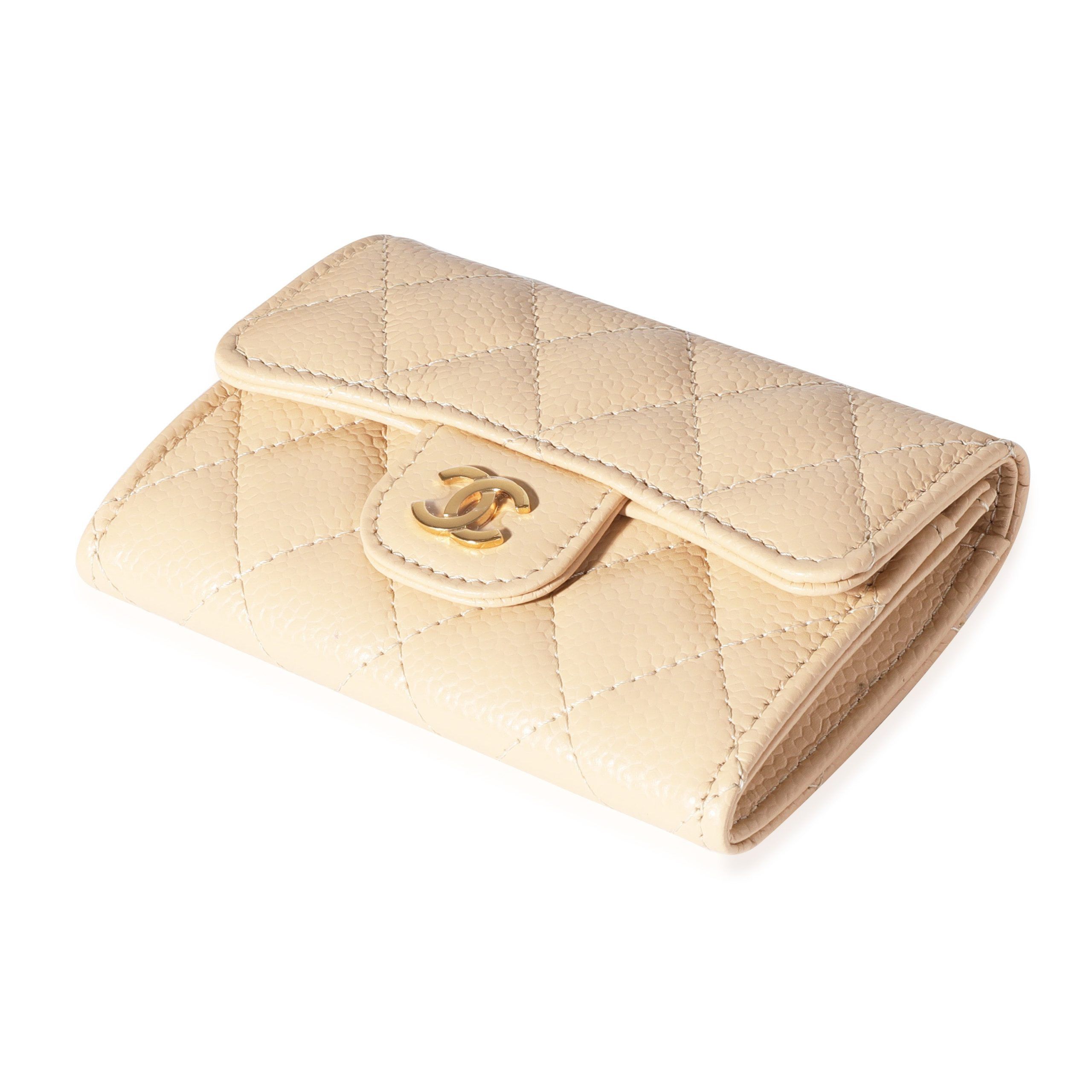 Chanel Chanel Beige Quilted Caviar Flap Card Holder Wallet Size ONE SIZE - 4 Thumbnail