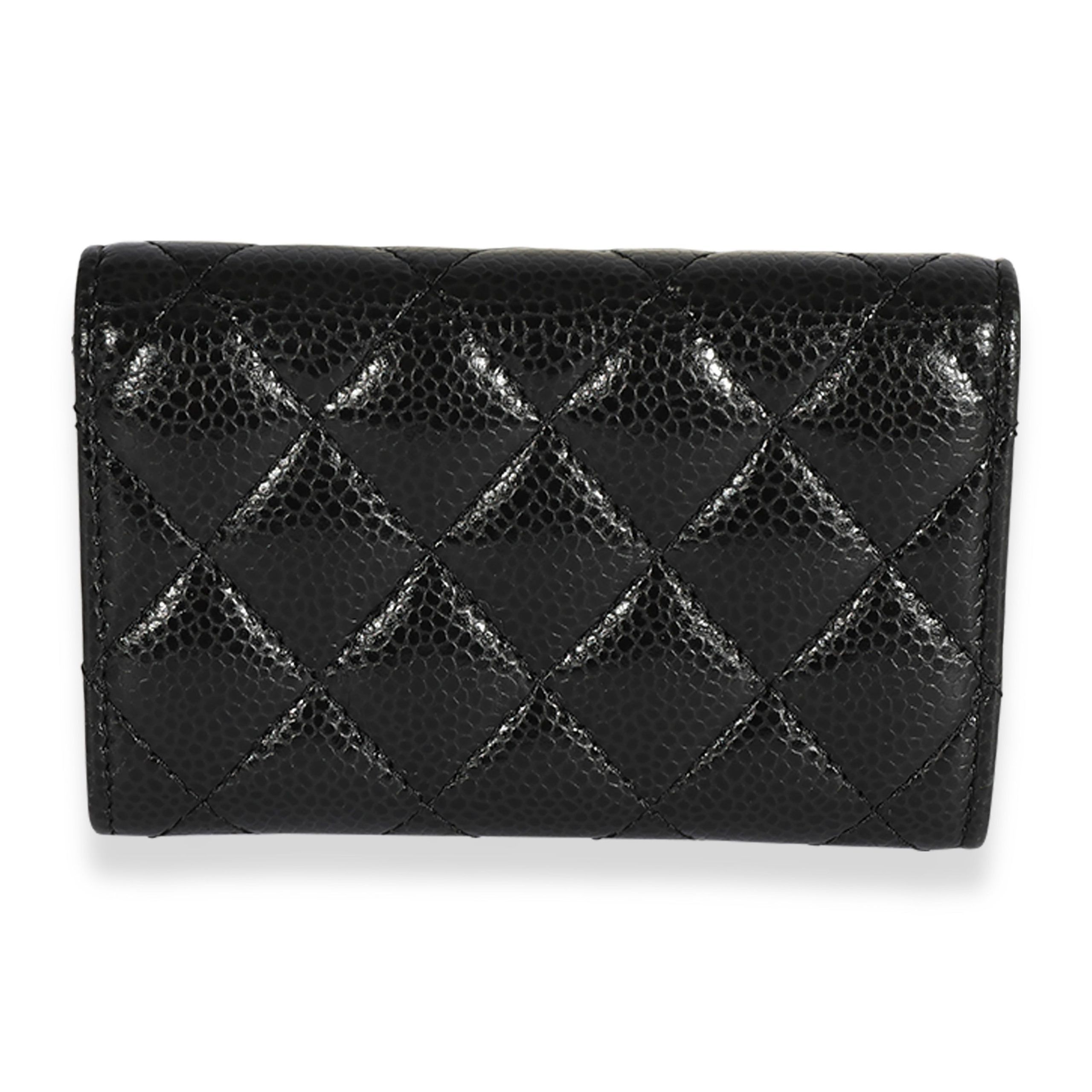 Chanel Chanel Black Quilted Caviar Flap Card Holder Wallet Size ONE SIZE - 3 Thumbnail
