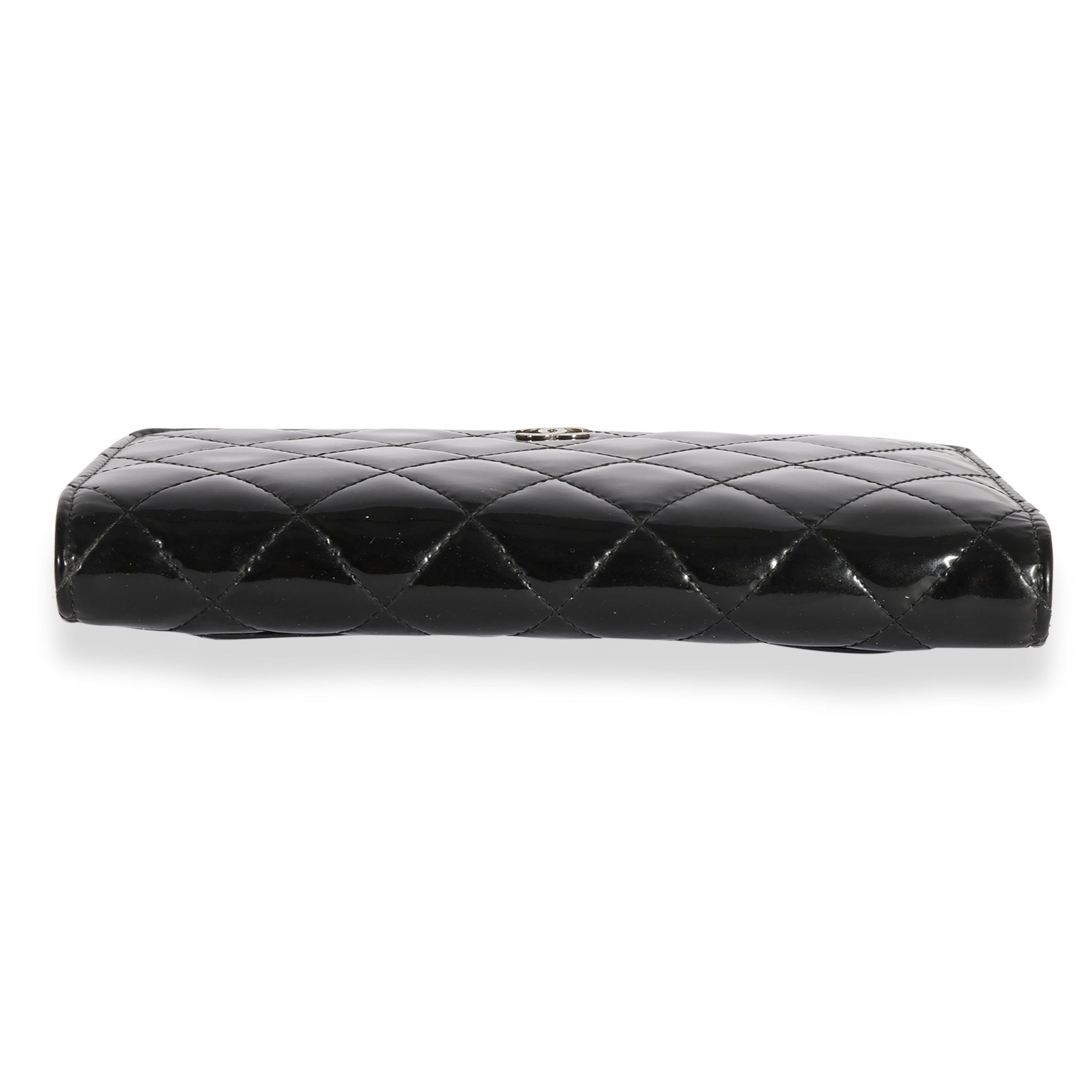Chanel Chanel Black Quilted Patent Leather Long Flap Wallet Size ONE SIZE - 7 Thumbnail