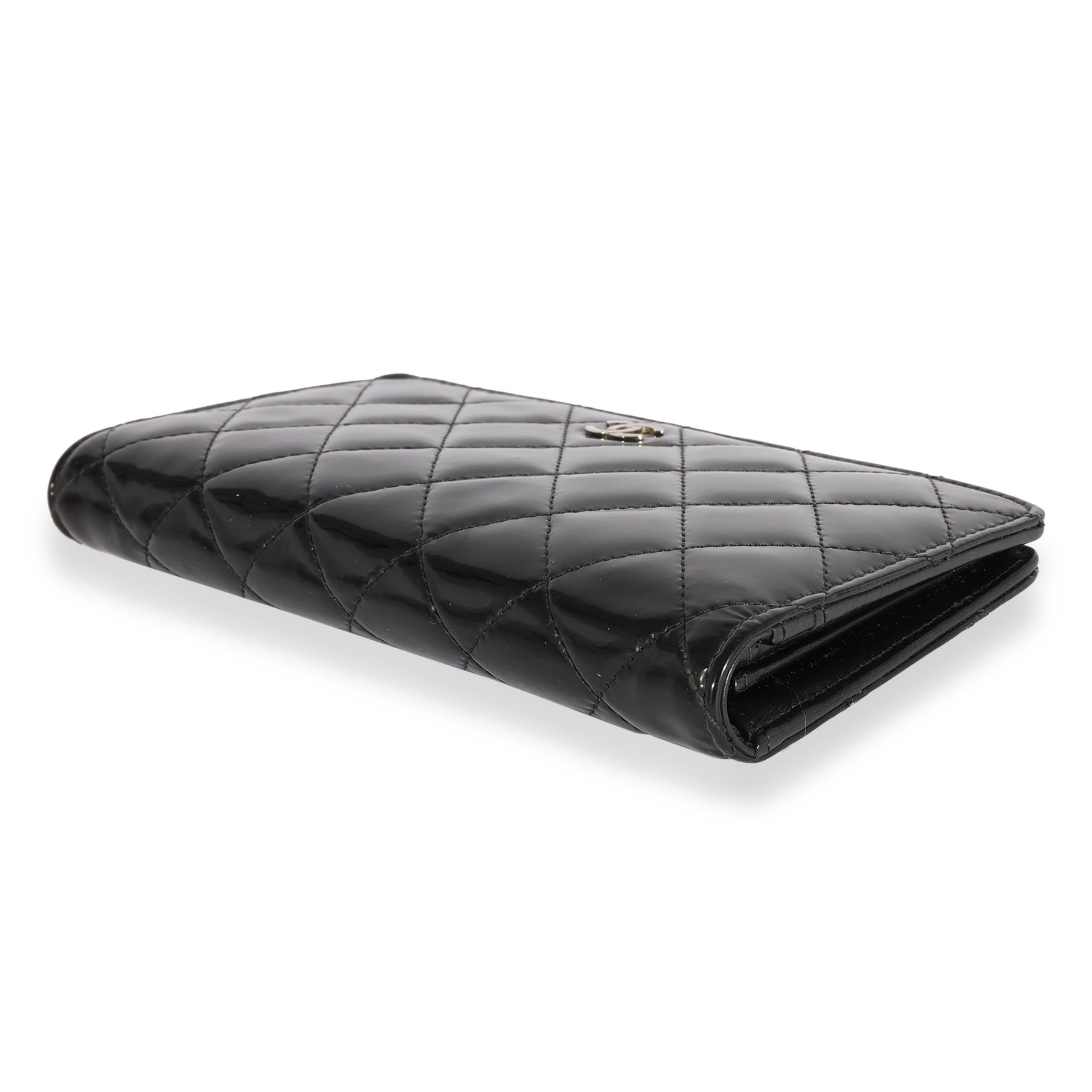 Chanel Chanel Black Quilted Patent Leather Long Flap Wallet Size ONE SIZE - 3 Thumbnail