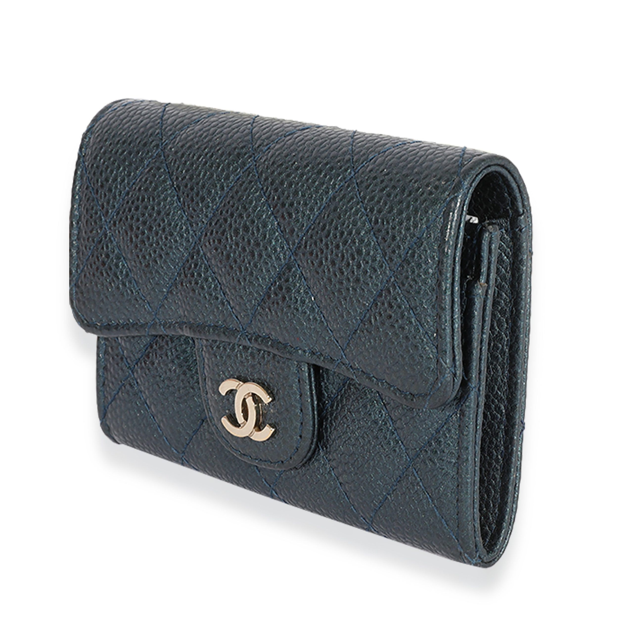 Chanel Chanel Blue Quilted Caviar Flap Card Holder Wallet Size ONE SIZE - 2 Thumbnail