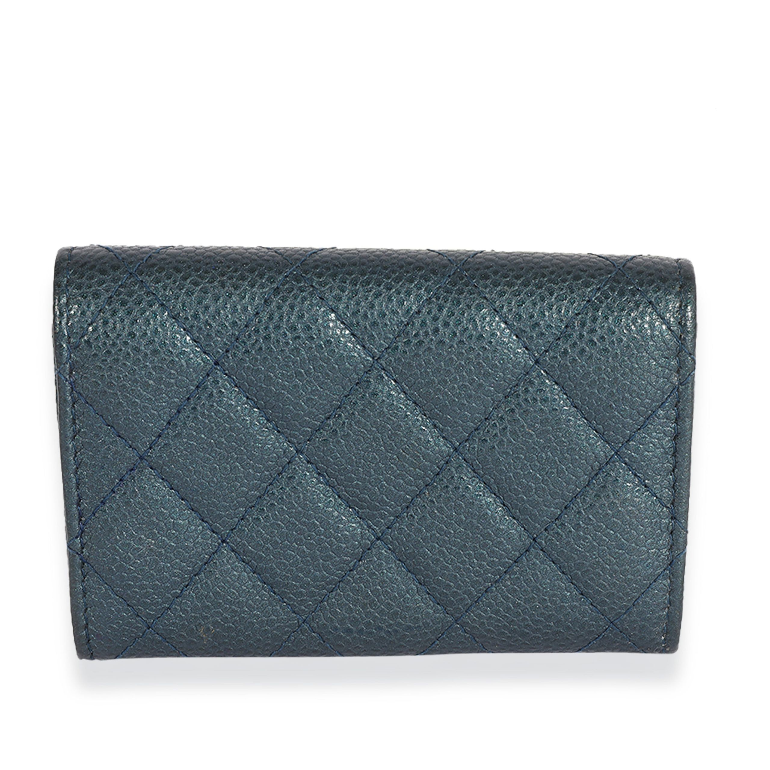 Chanel Chanel Blue Quilted Caviar Flap Card Holder Wallet Size ONE SIZE - 3 Thumbnail