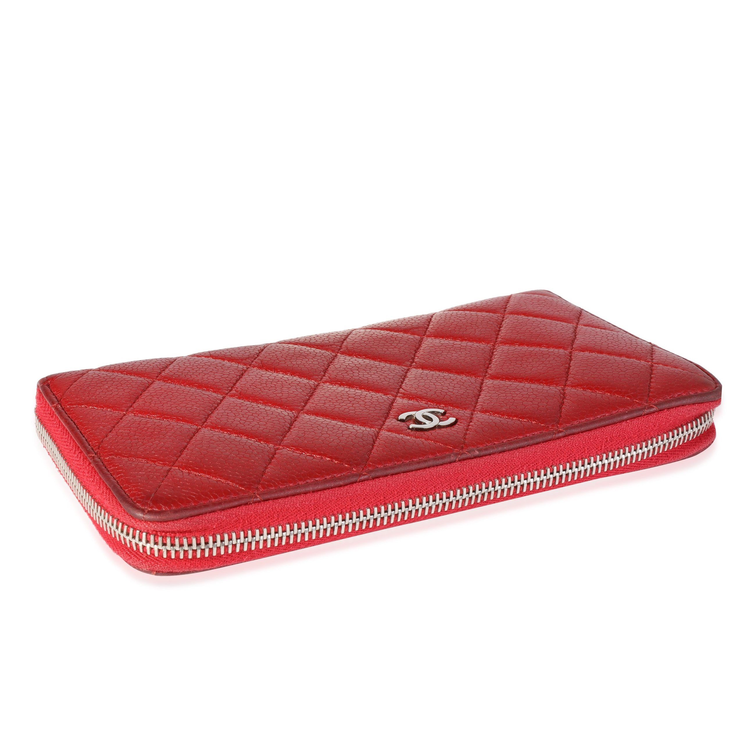Chanel Chanel Red Quilted Caviar L-Gusset Zip-Around Wallet Size ONE SIZE - 5 Thumbnail
