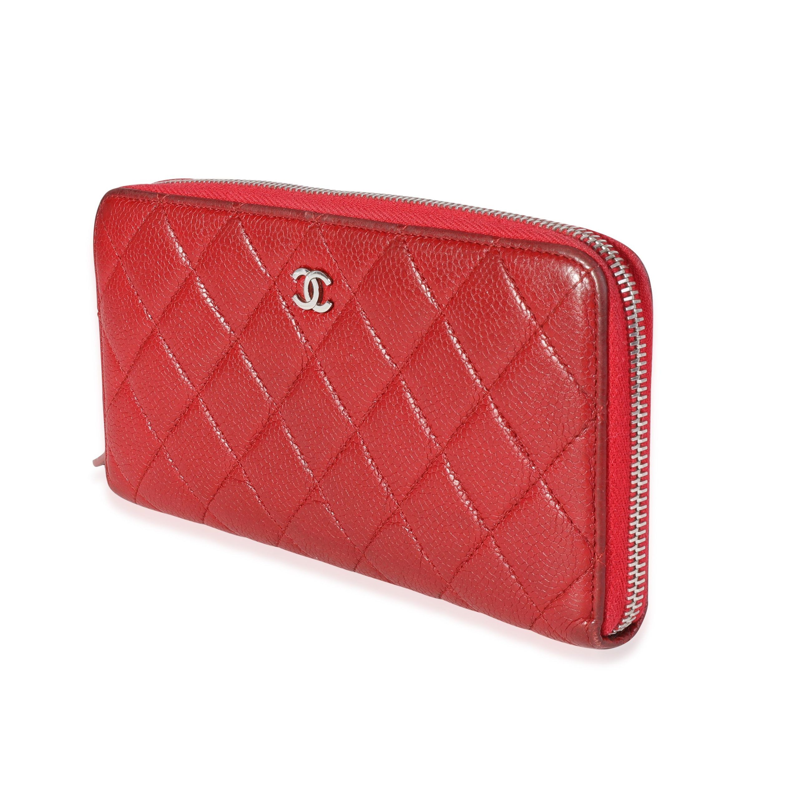 Chanel Chanel Red Quilted Caviar L-Gusset Zip-Around Wallet Size ONE SIZE - 2 Thumbnail