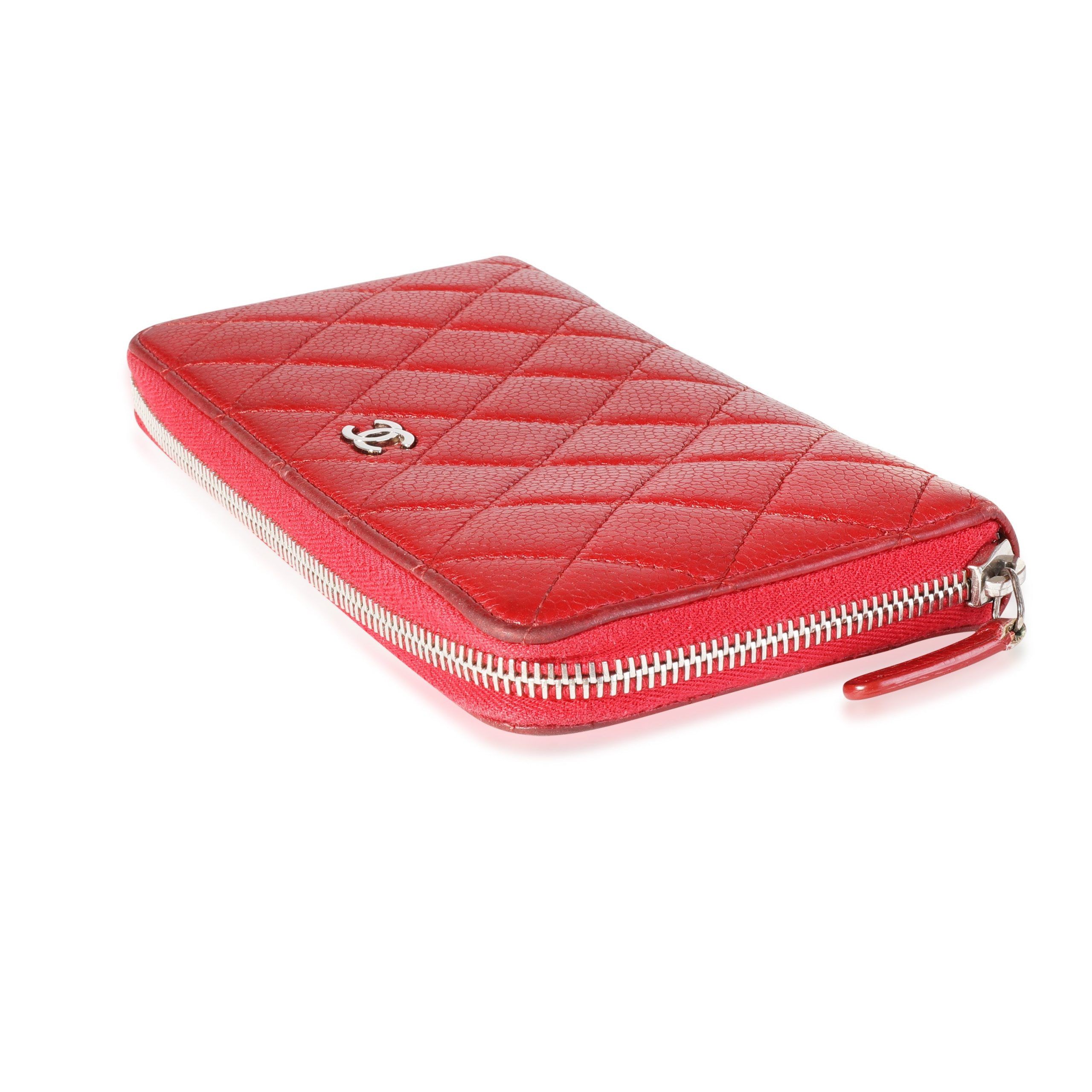 Chanel Chanel Red Quilted Caviar L-Gusset Zip-Around Wallet Size ONE SIZE - 4 Thumbnail