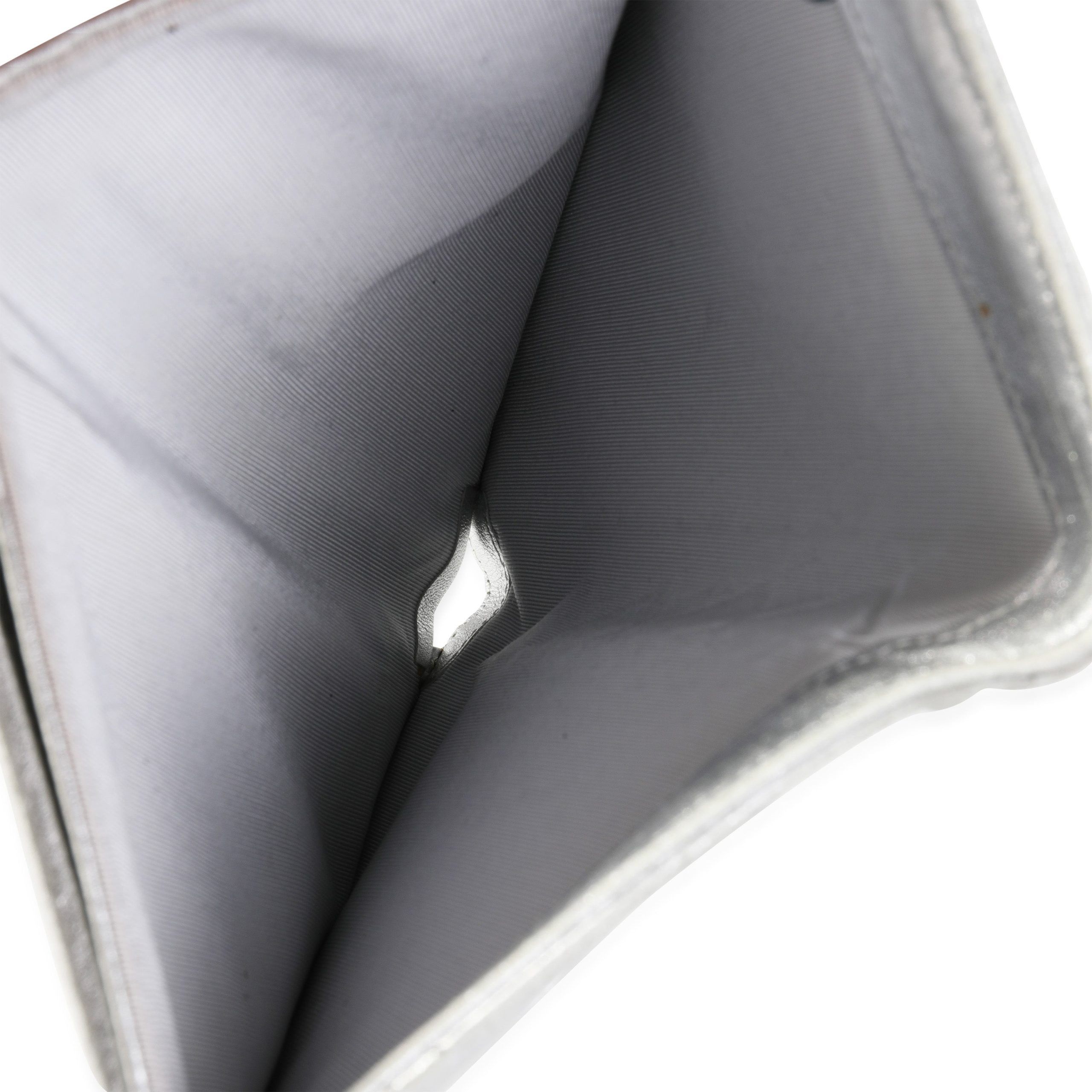 Chanel Chanel Metallic Silver Quilted Lambskin Leather CC L-Yen Wallet Size ONE SIZE - 8 Thumbnail
