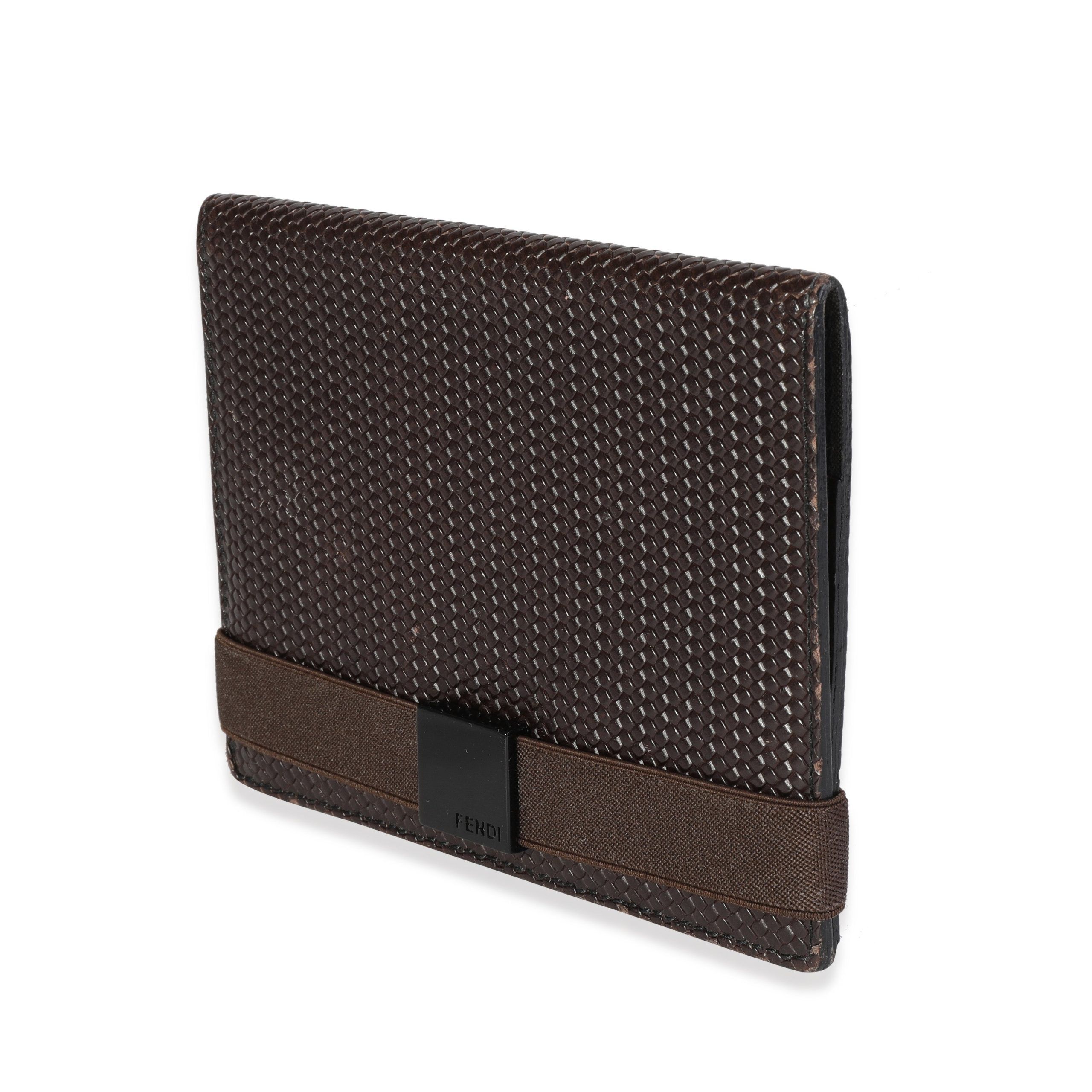 Fendi Fendi Vintage Brown Woven Leather Passport Holder Size ONE SIZE - 2 Thumbnail