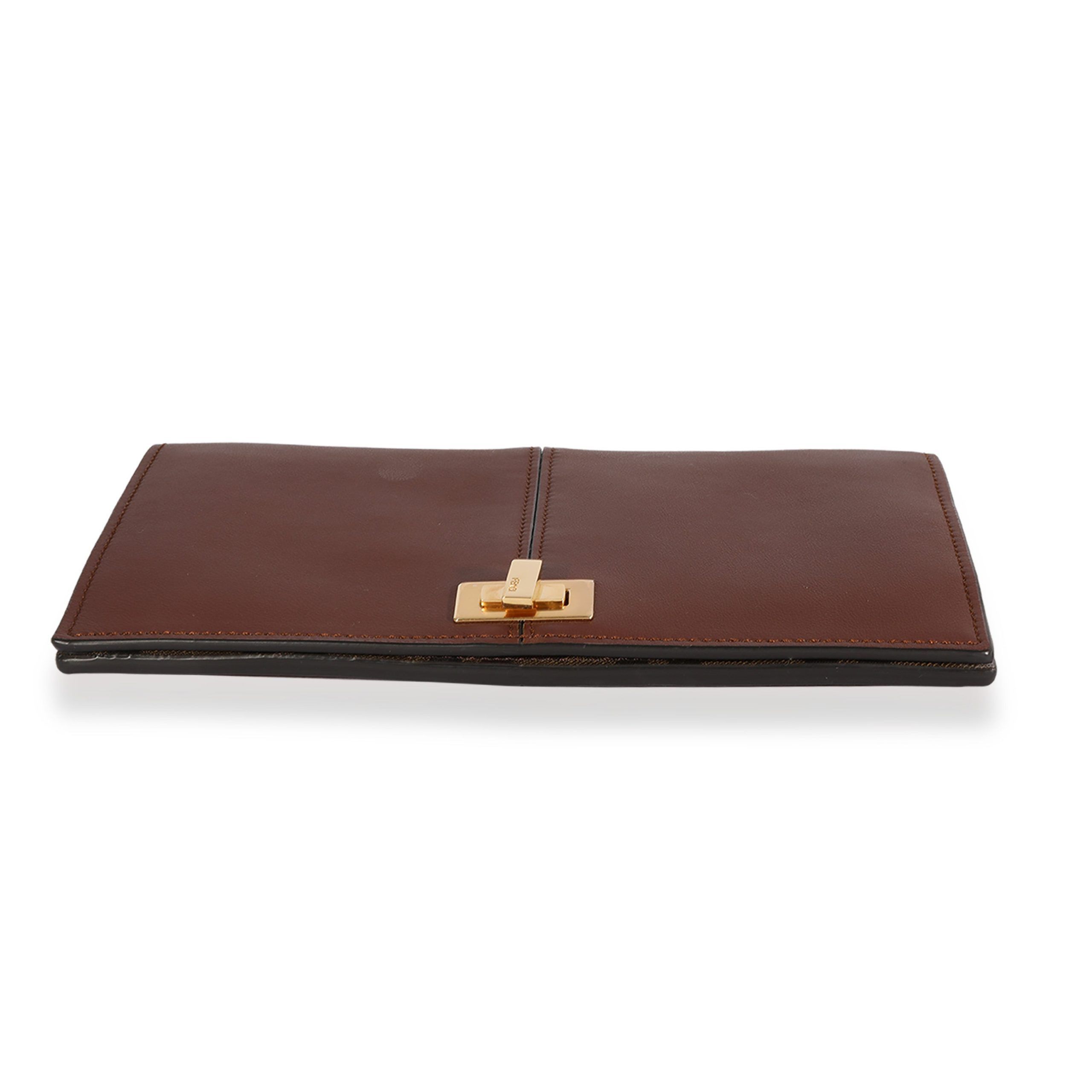 Fendi Fendi Brown Leather & FF Motif Canvas Peekaboo Chain Wallet Size ONE SIZE - 5 Thumbnail