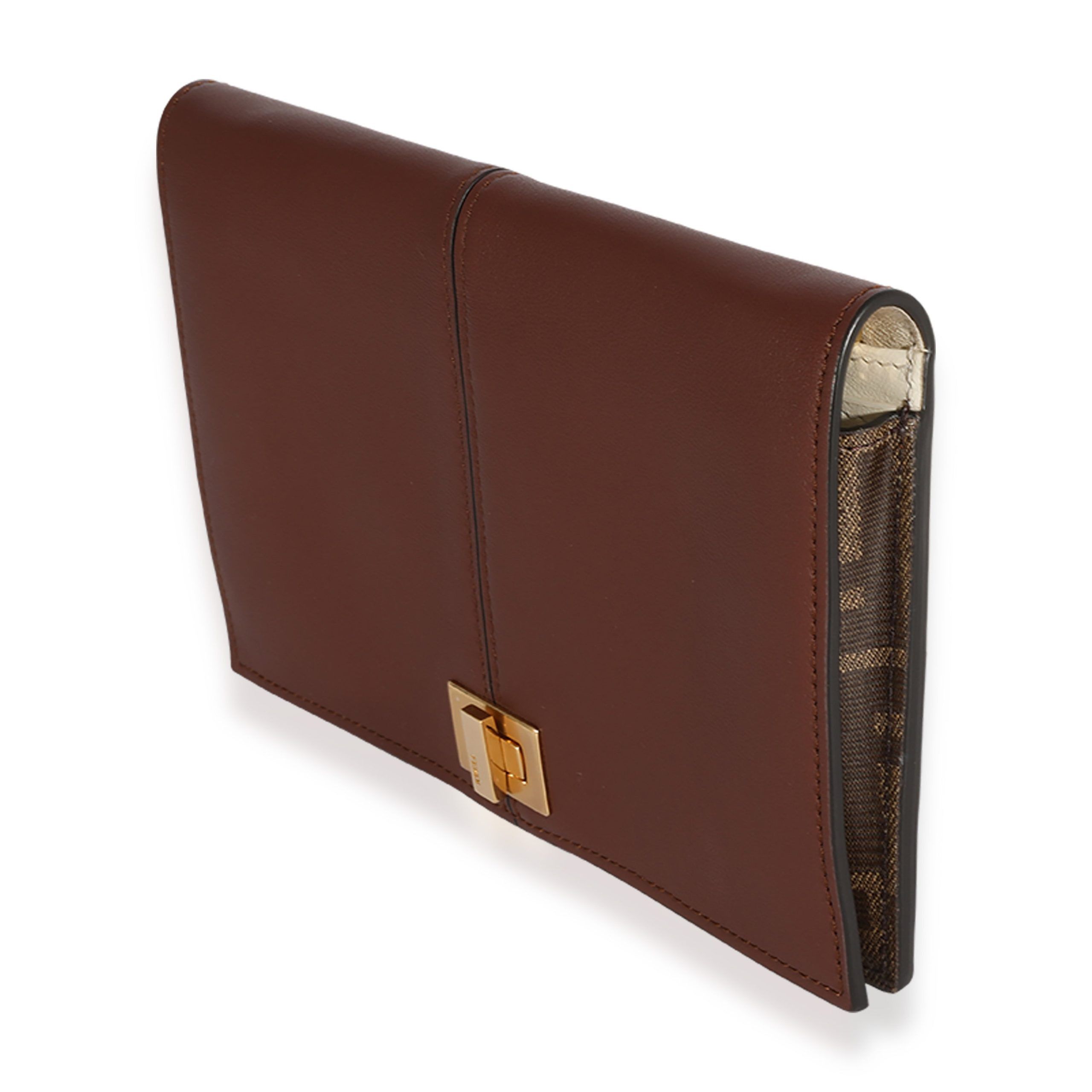 Fendi Fendi Brown Leather & FF Motif Canvas Peekaboo Chain Wallet Size ONE SIZE - 2 Thumbnail
