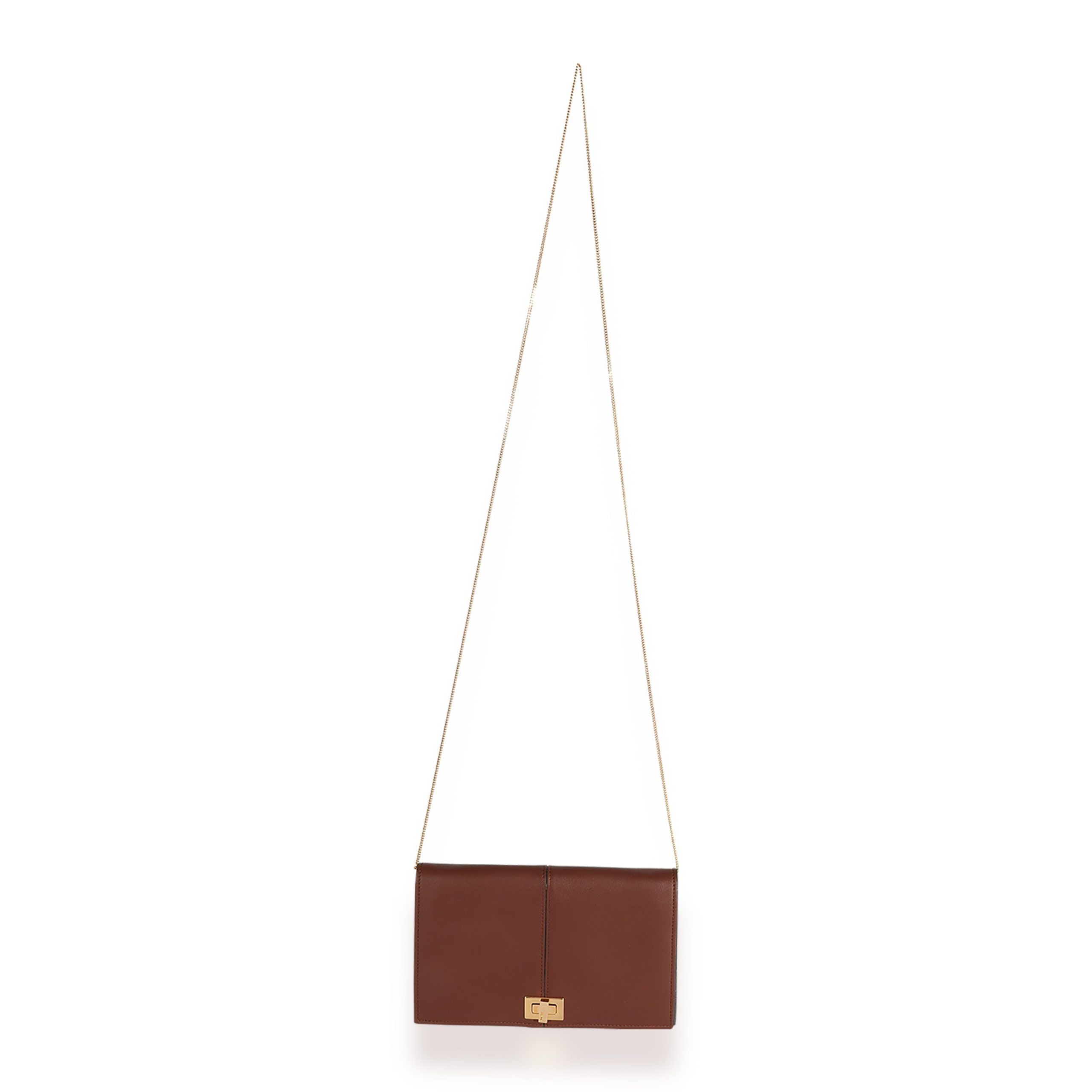 Fendi Fendi Brown Leather & FF Motif Canvas Peekaboo Chain Wallet Size ONE SIZE - 4 Thumbnail