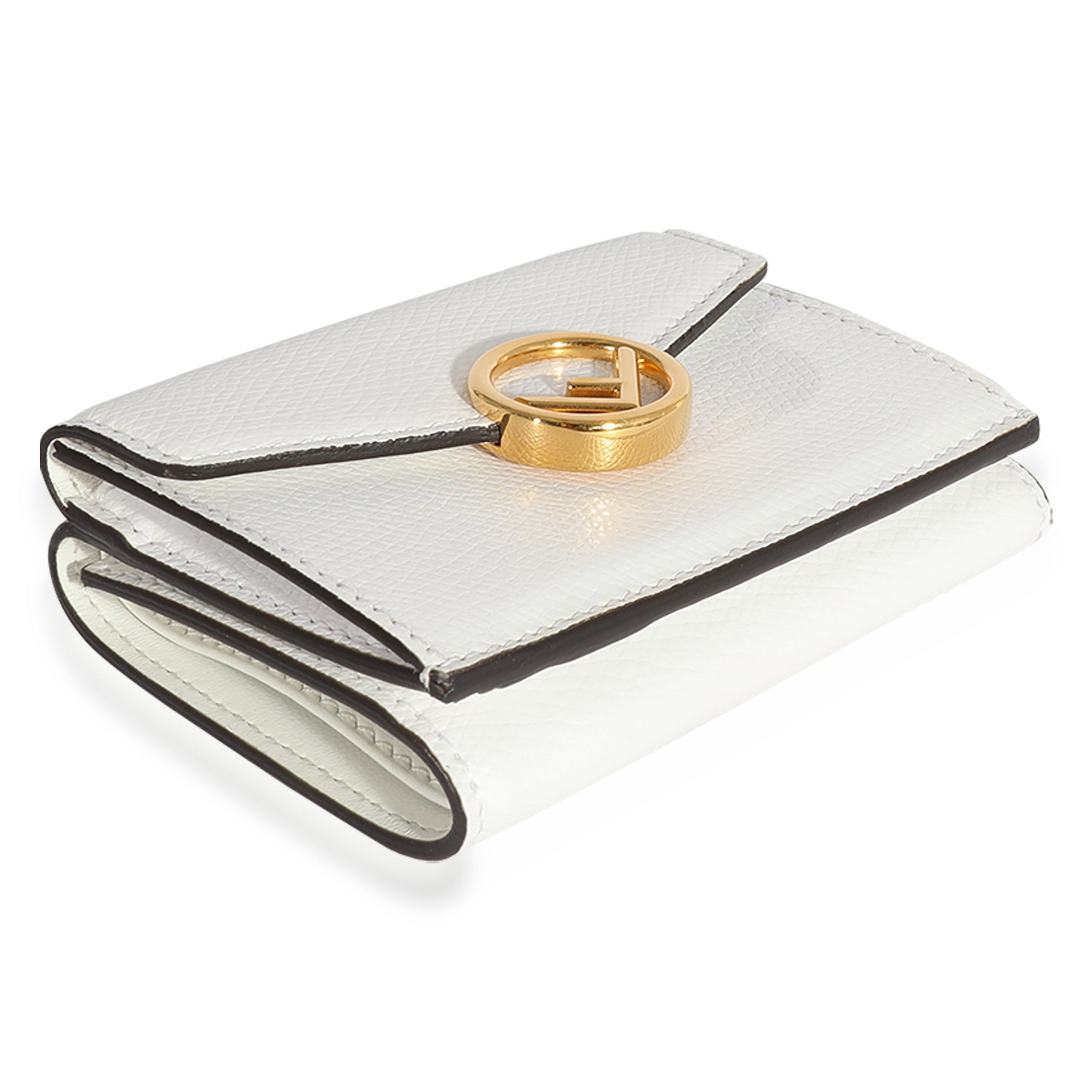 Fendi Fendi White Grained Leather Micro Trifold Wallet Size ONE SIZE - 7 Thumbnail