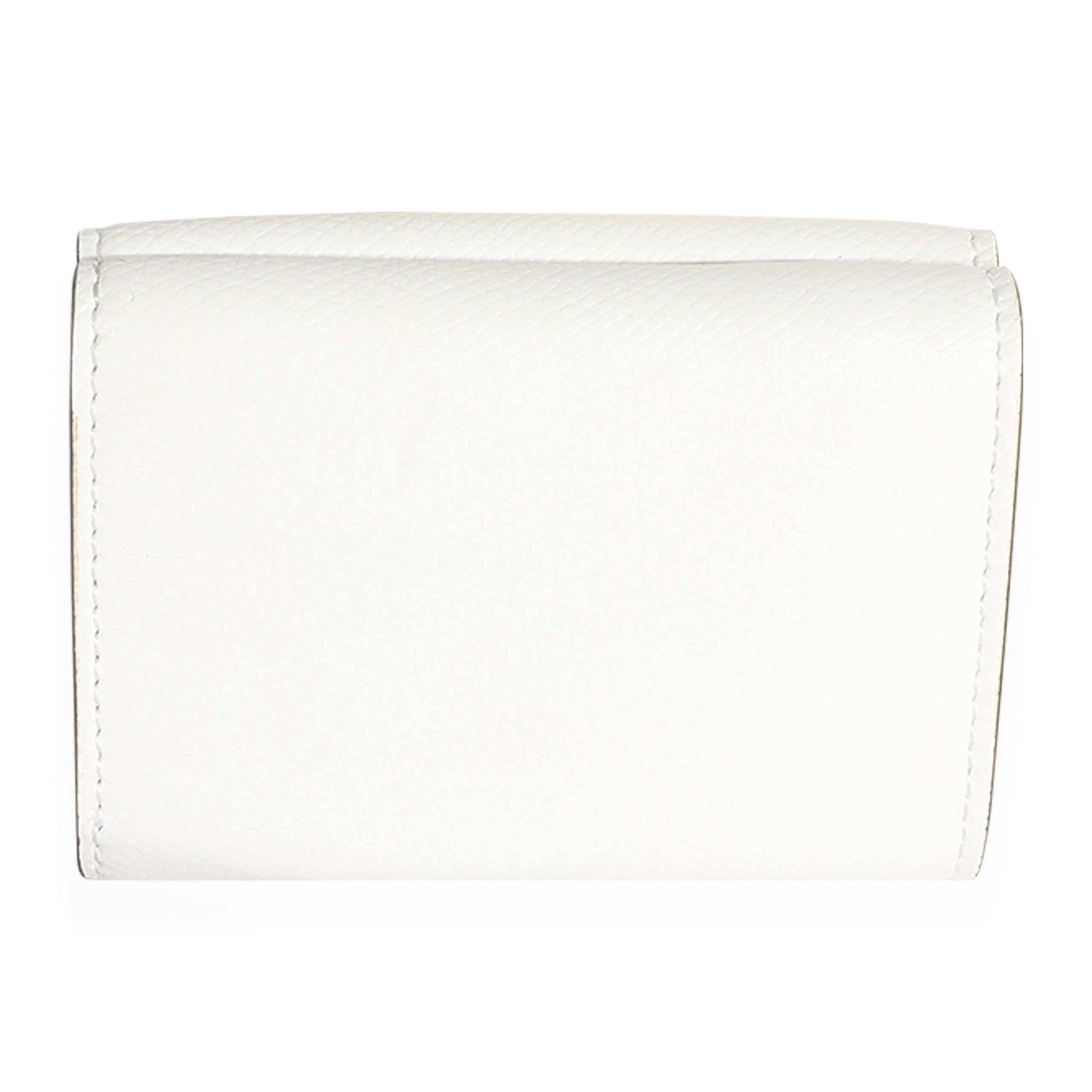 Fendi Fendi White Grained Leather Micro Trifold Wallet Size ONE SIZE - 3 Thumbnail
