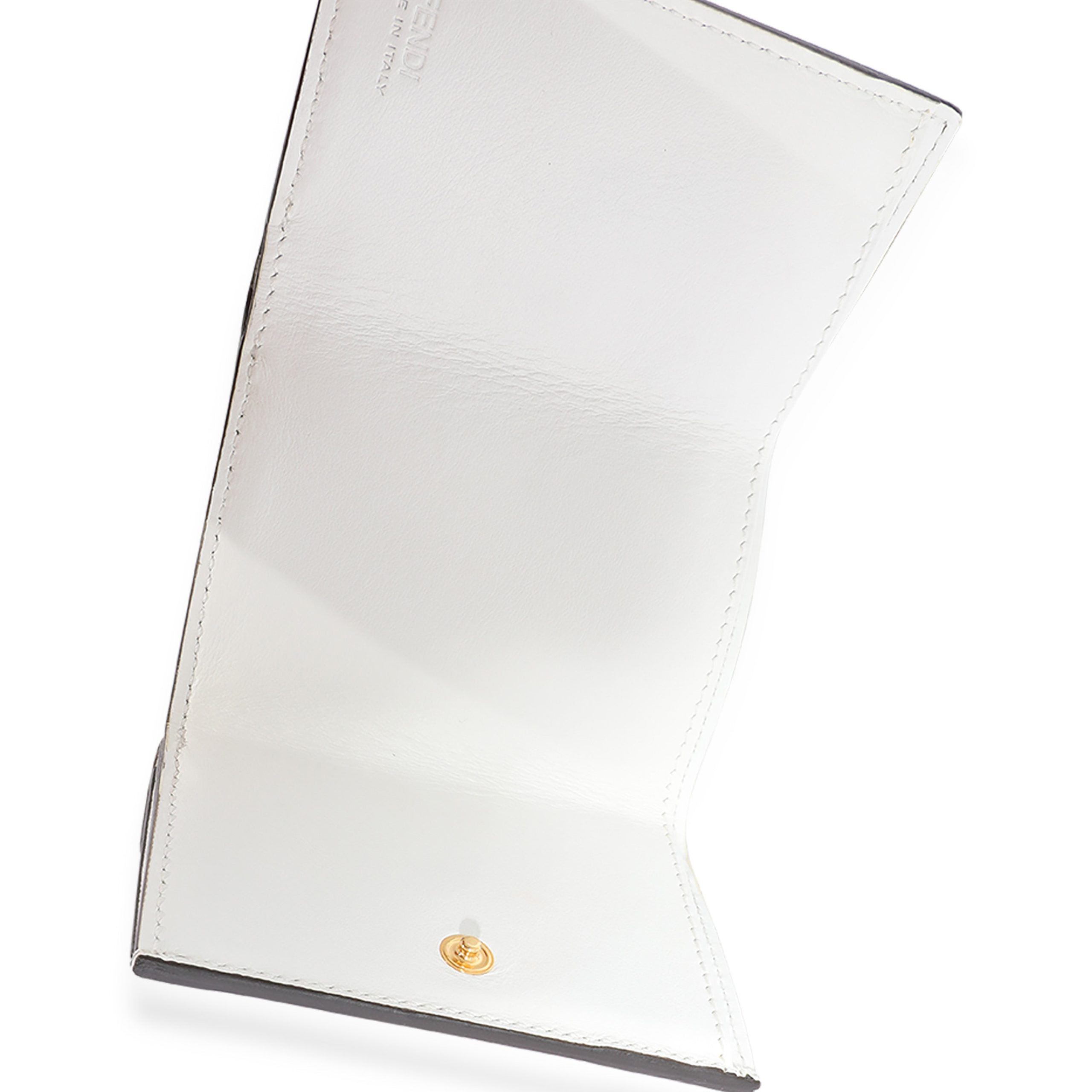 Fendi Fendi White Grained Leather Micro Trifold Wallet Size ONE SIZE - 4 Thumbnail