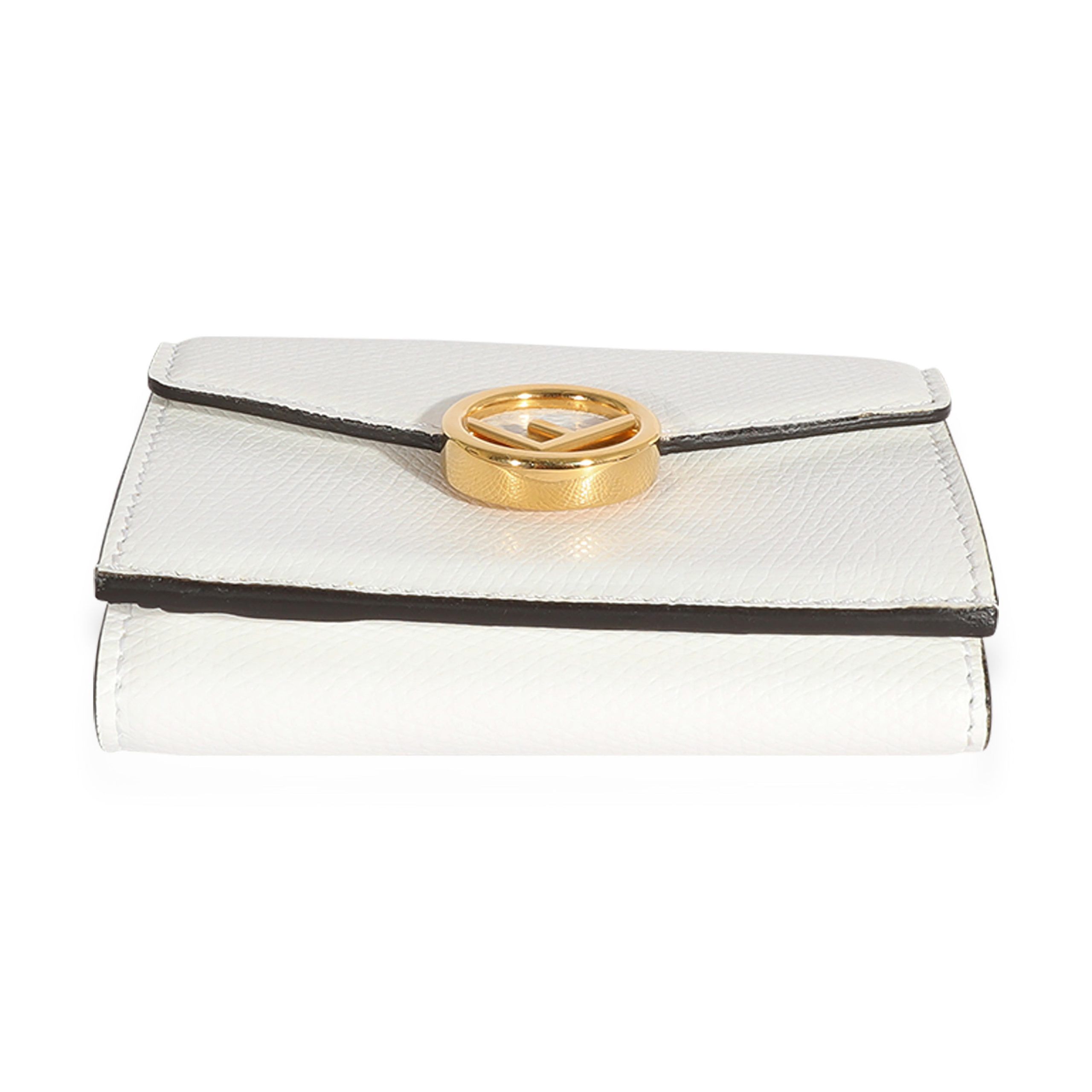 Fendi Fendi White Grained Leather Micro Trifold Wallet Size ONE SIZE - 5 Thumbnail