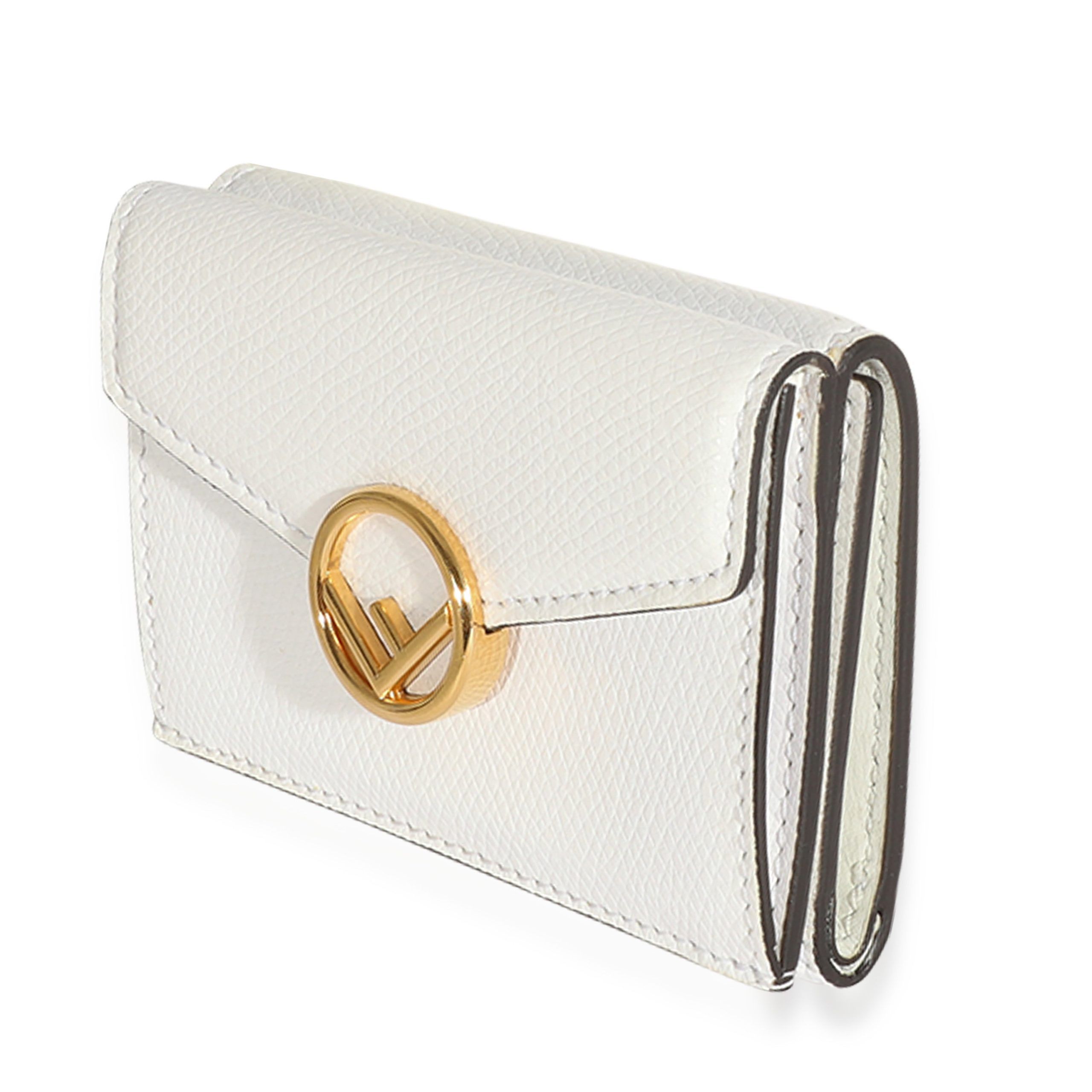 Fendi Fendi White Grained Leather Micro Trifold Wallet Size ONE SIZE - 2 Thumbnail