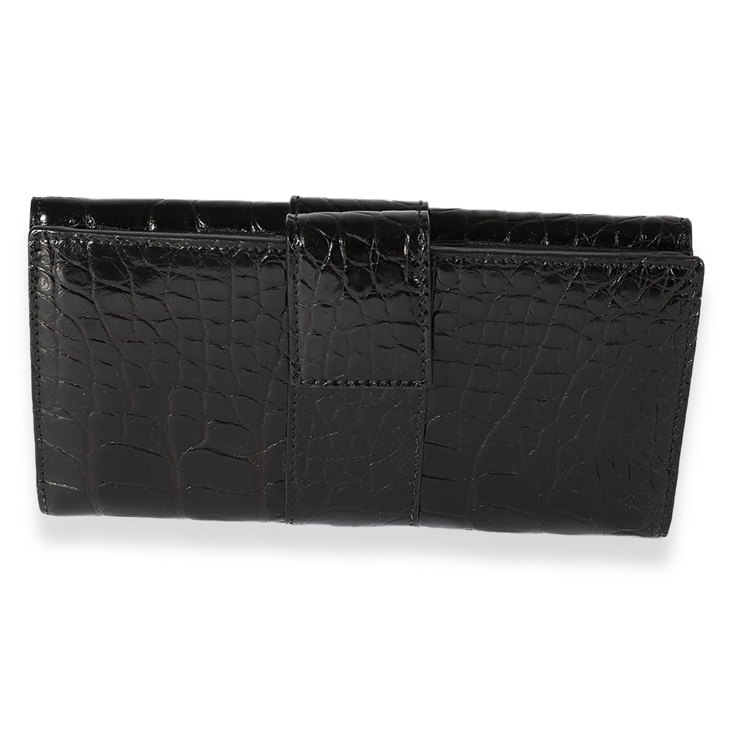 Gucci Gucci Black Crocodile-Embossed Long Flap Wallet Size ONE SIZE - 3 Thumbnail