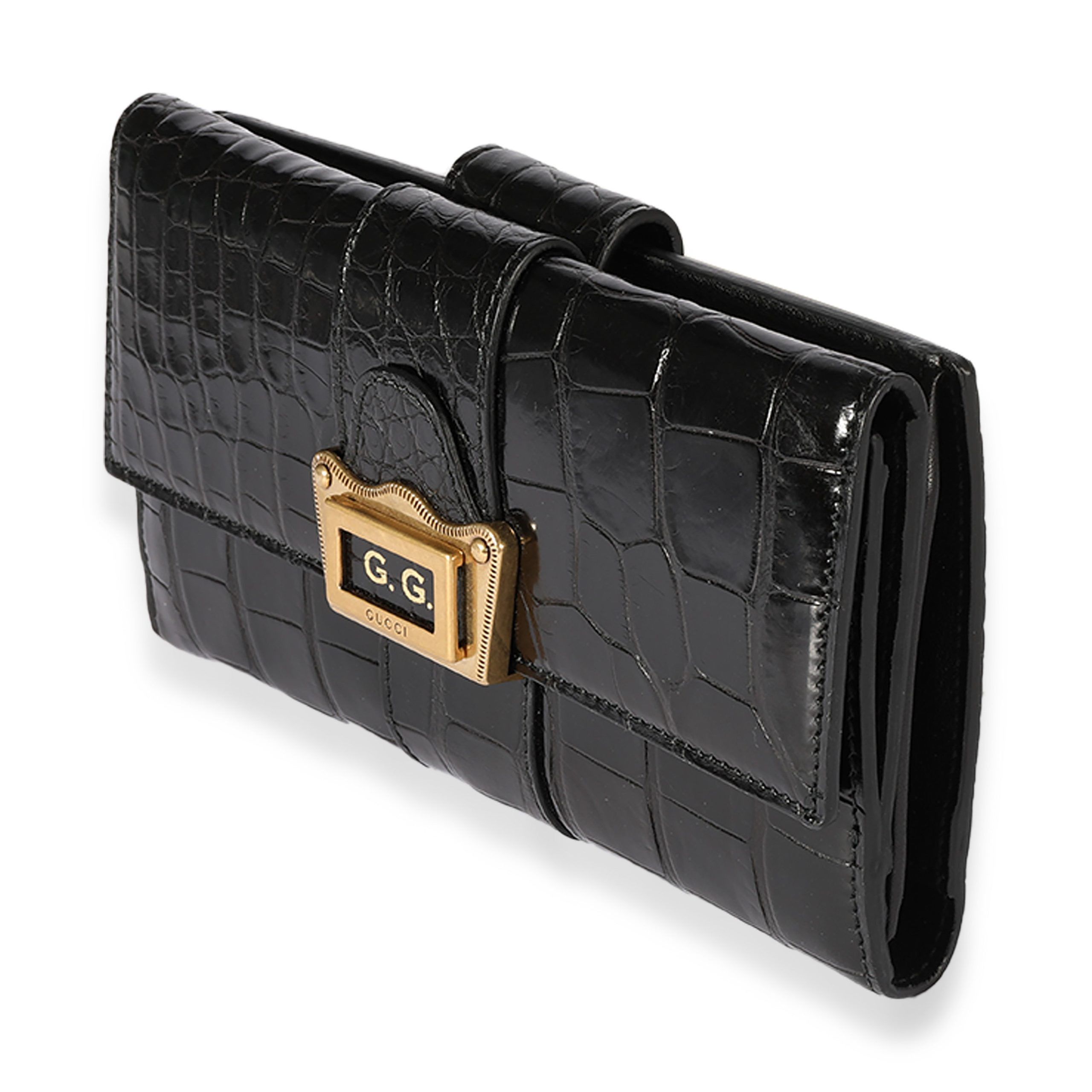 Gucci Gucci Black Crocodile-Embossed Long Flap Wallet Size ONE SIZE - 2 Thumbnail