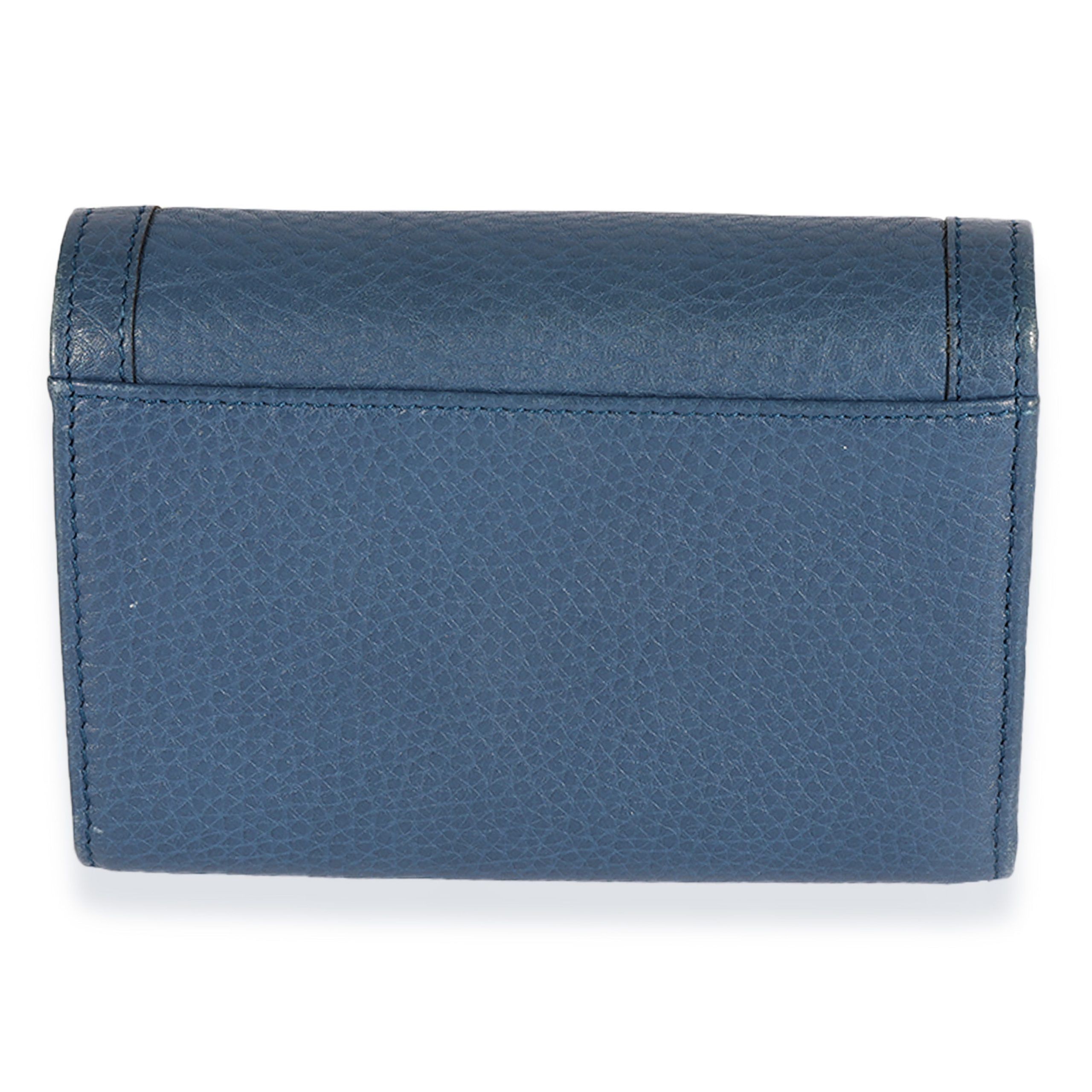 Gucci Gucci Blue Pebbled Leather Bamboo Trifold Wallet Size ONE SIZE - 3 Thumbnail