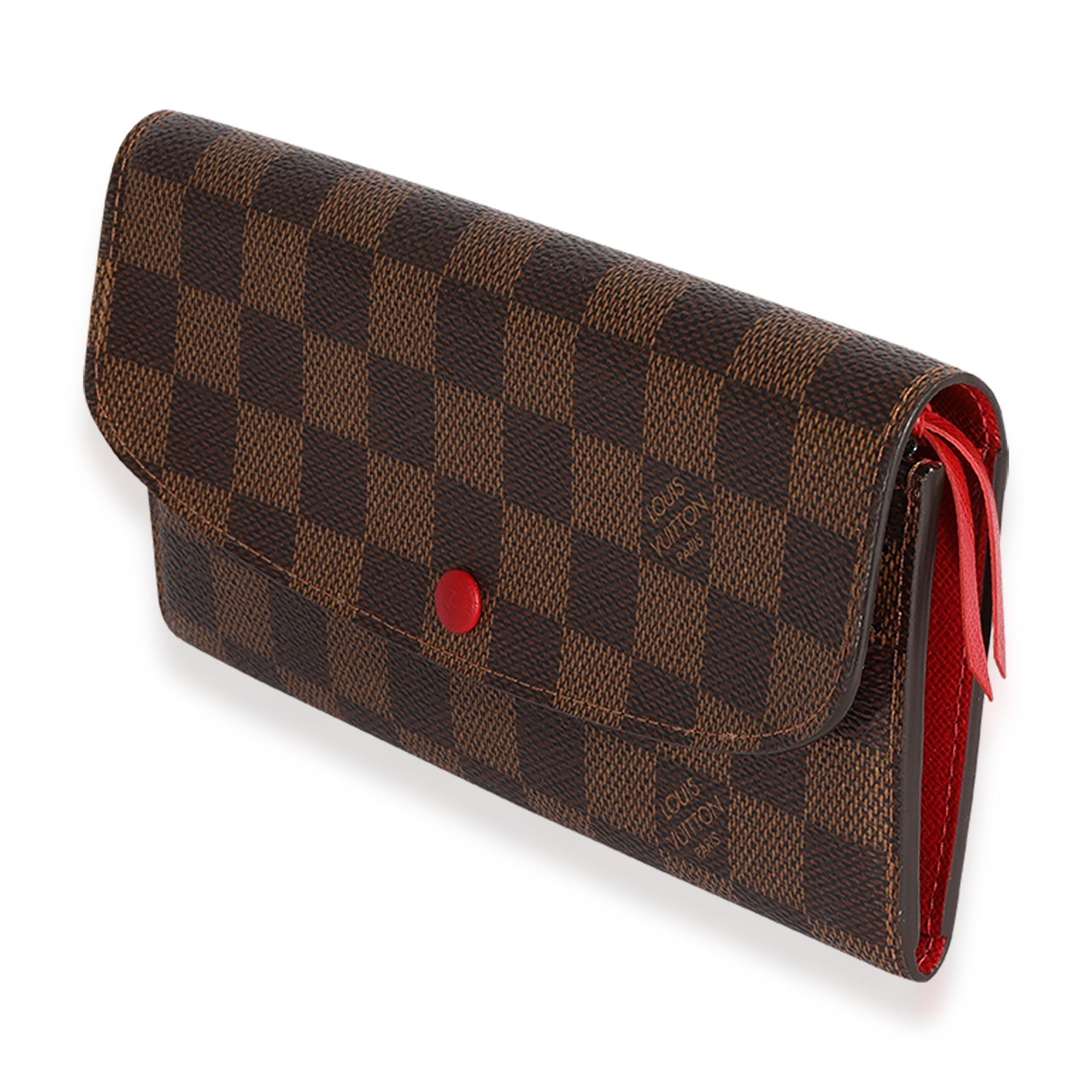 Louis Vuitton Louis Vuitton Damier Ebene & Red Leather Emilie Wallet Size ONE SIZE - 2 Thumbnail