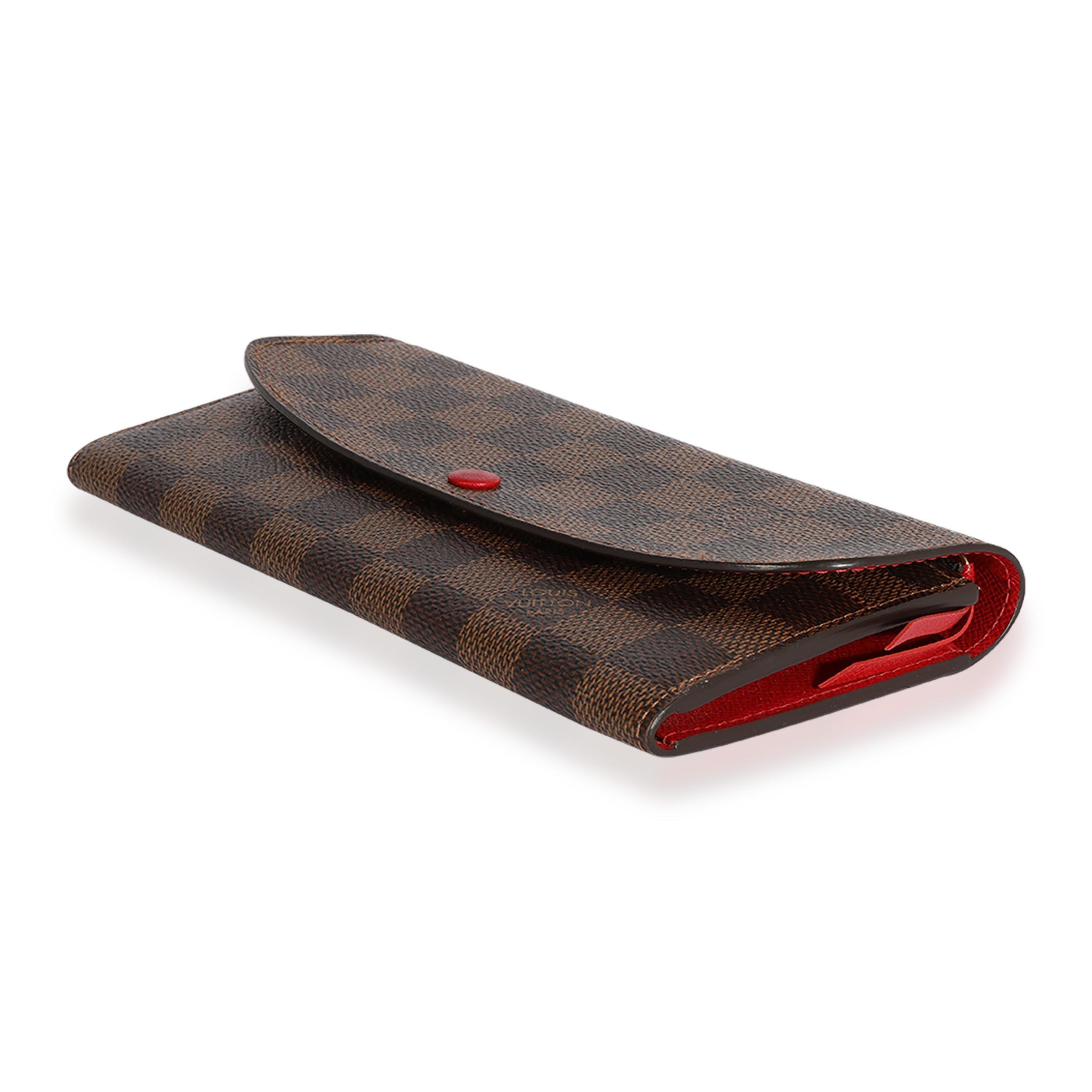 Louis Vuitton Louis Vuitton Damier Ebene & Red Leather Emilie Wallet Size ONE SIZE - 6 Thumbnail