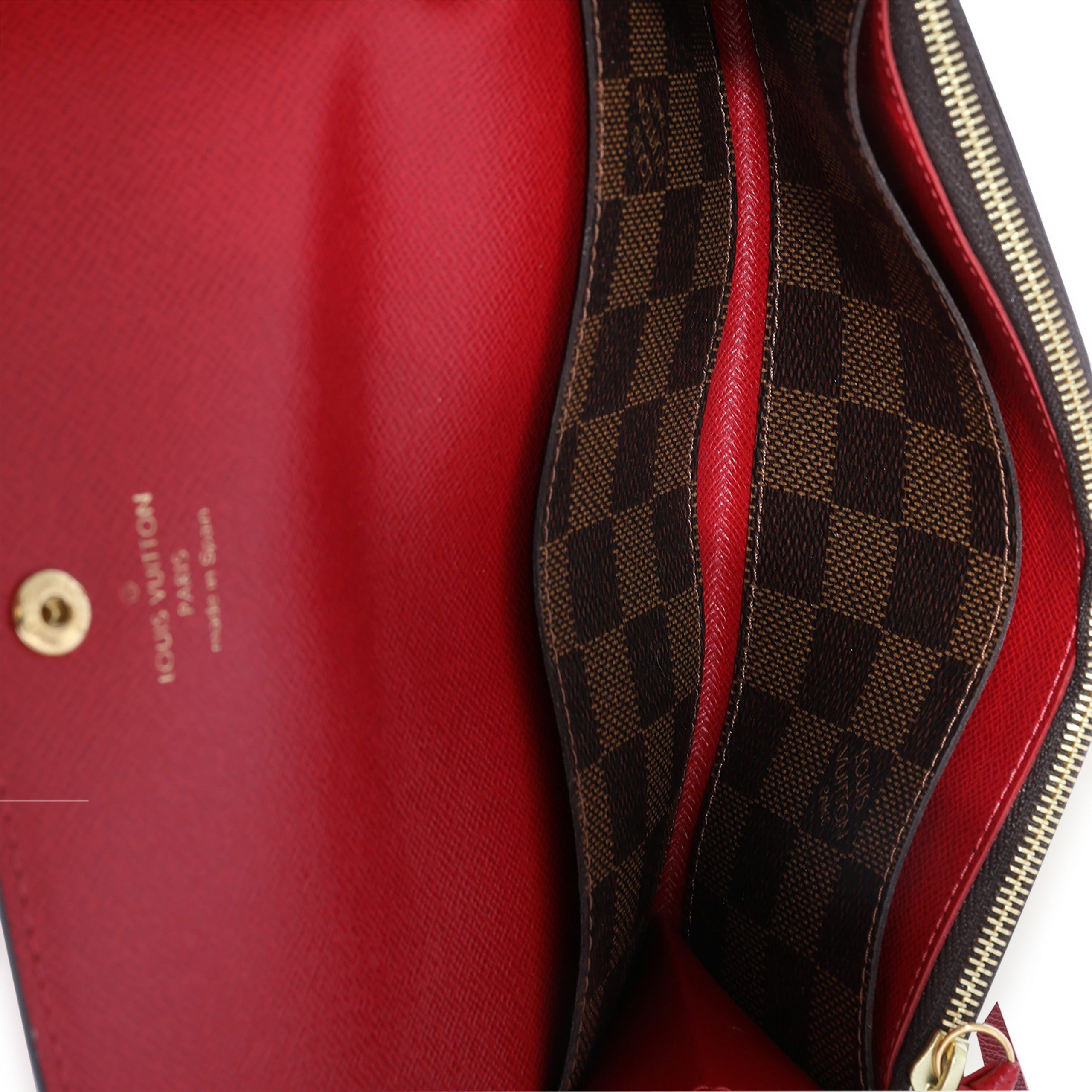 Louis Vuitton Louis Vuitton Damier Ebene & Red Leather Emilie Wallet Size ONE SIZE - 4 Thumbnail