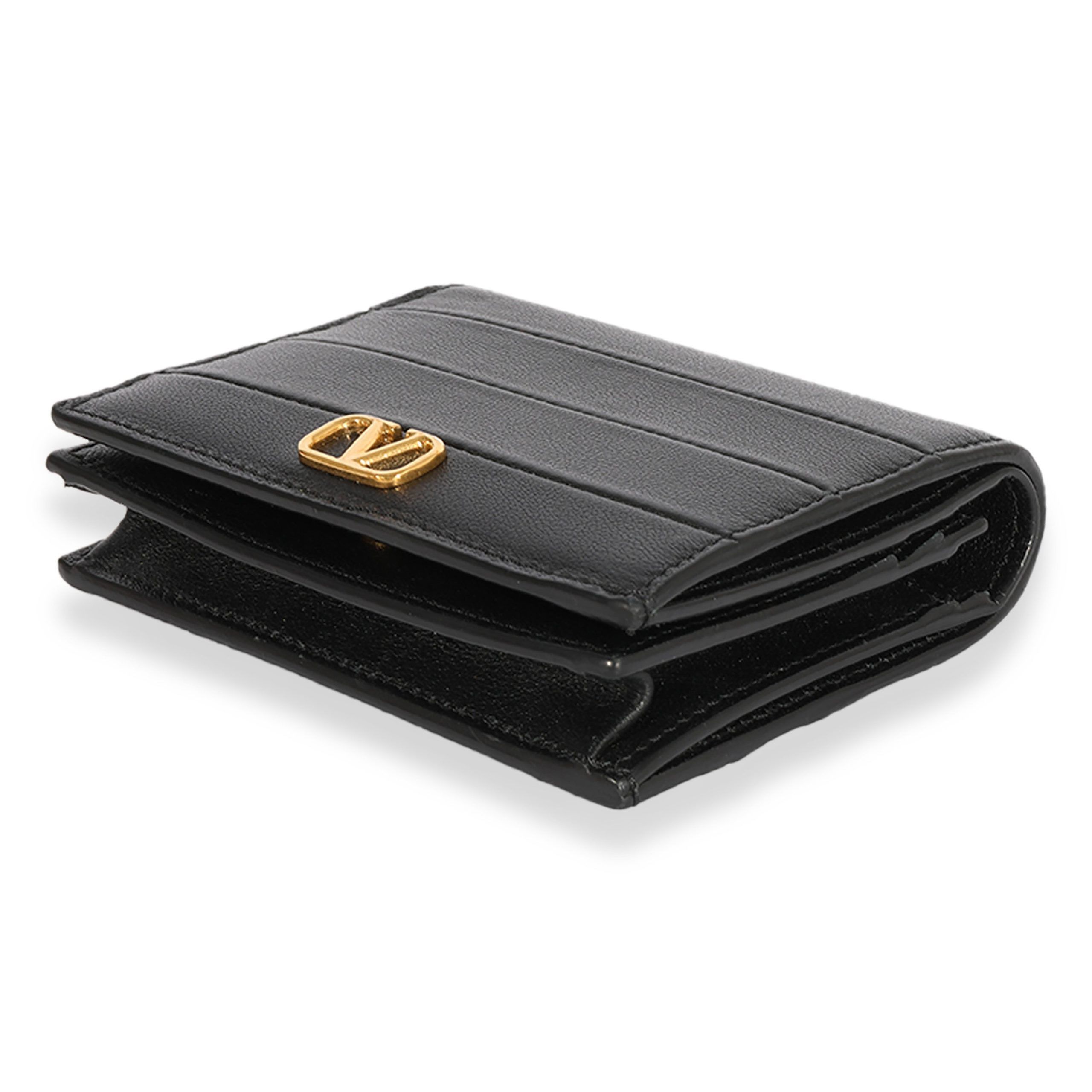 Valentino Valentino Black Leather VLogo Card Holder Wallet Size ONE SIZE - 4 Thumbnail
