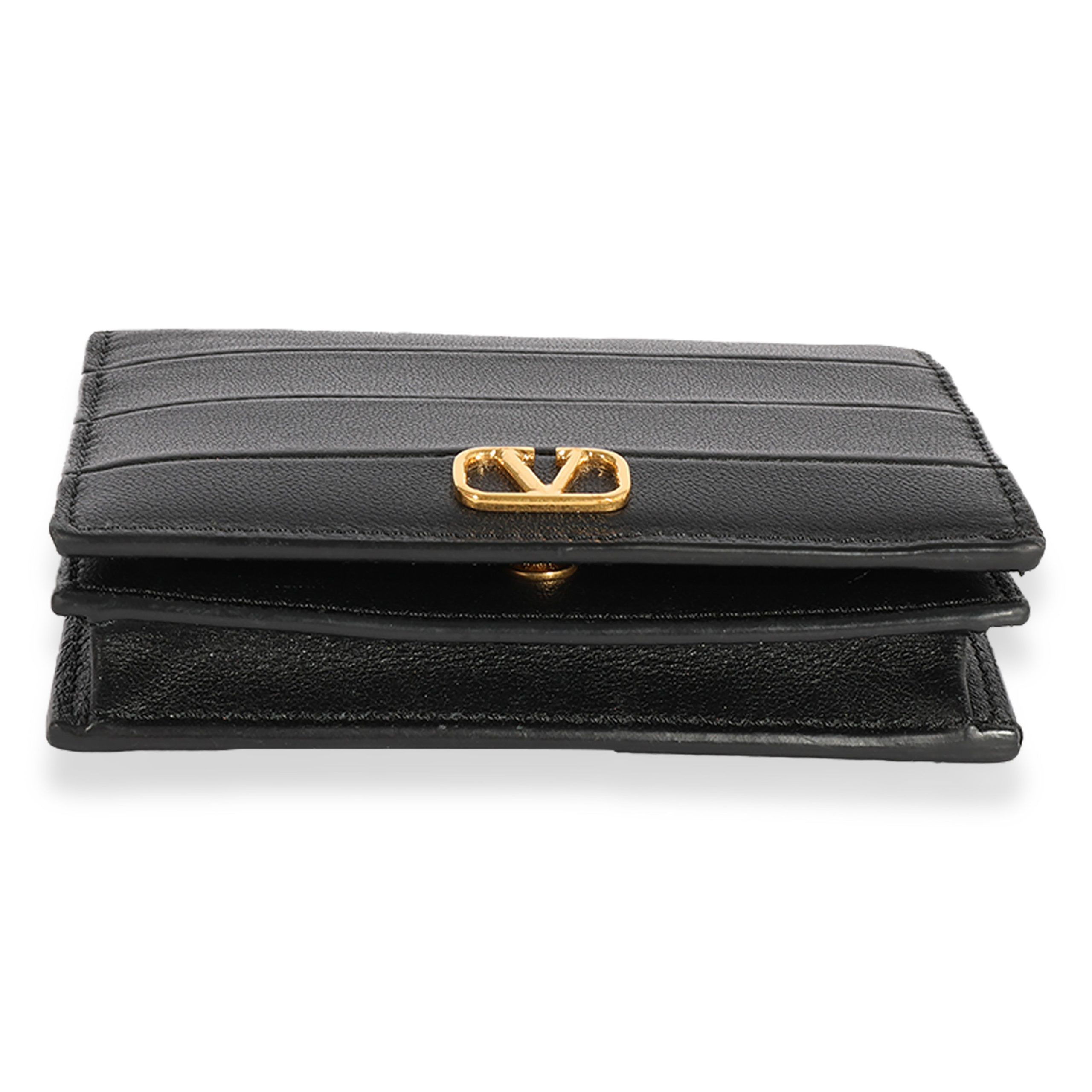 Valentino Valentino Black Leather VLogo Card Holder Wallet Size ONE SIZE - 7 Thumbnail